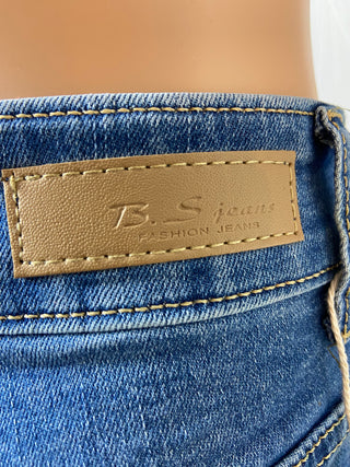 Jean coton denim délavé taille haute coupe slim stretch BS Jeans