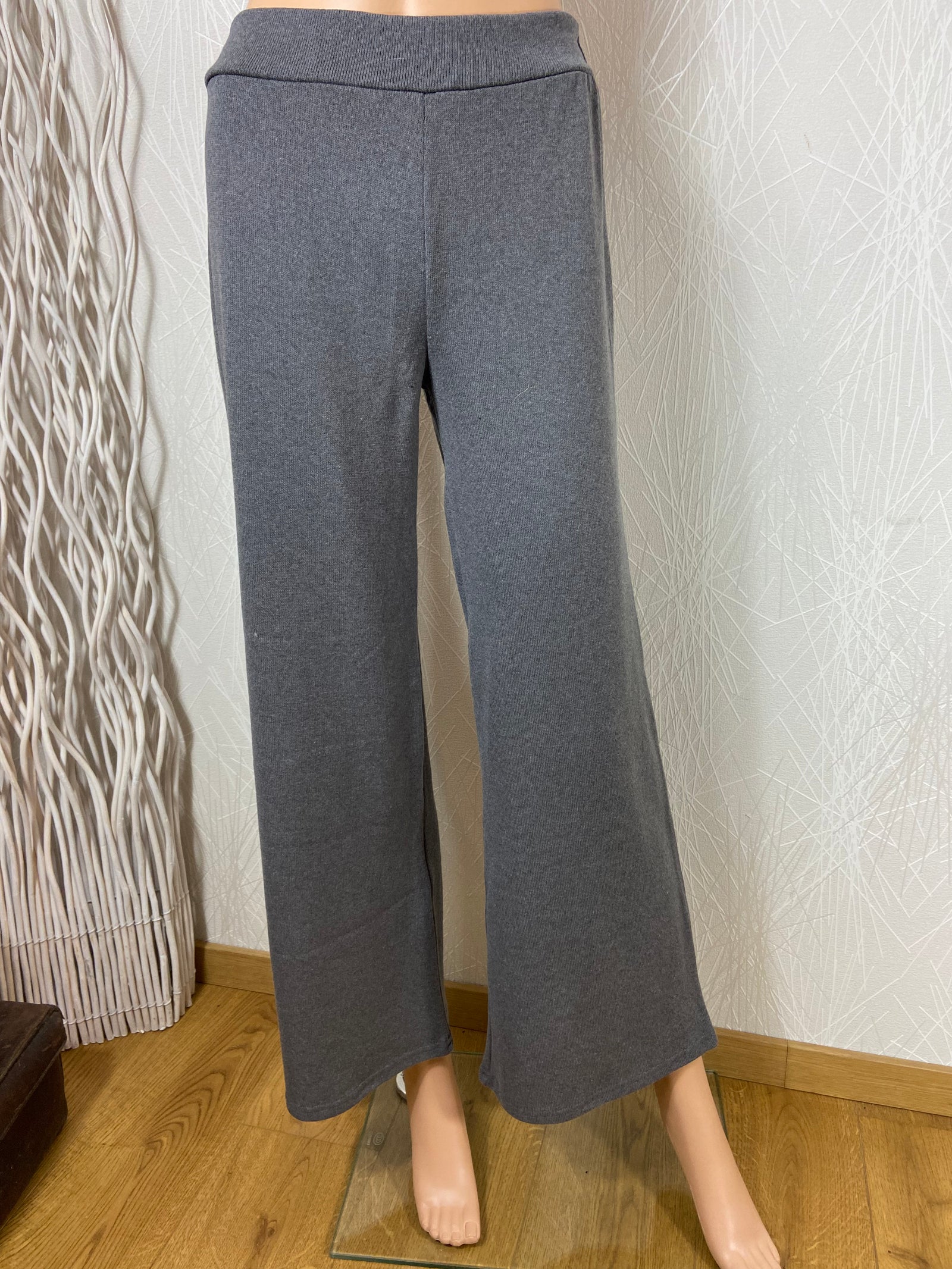 Pantalon jersey gris fluide élastique jambes larges Le Singe de Julie - Offre-Unique