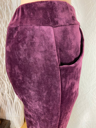 Pantalon détente velours lisse rouge bordeaux taille élastique