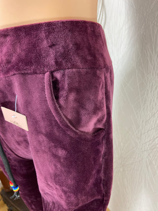 Pantalon détente velours lisse rouge bordeaux taille élastique