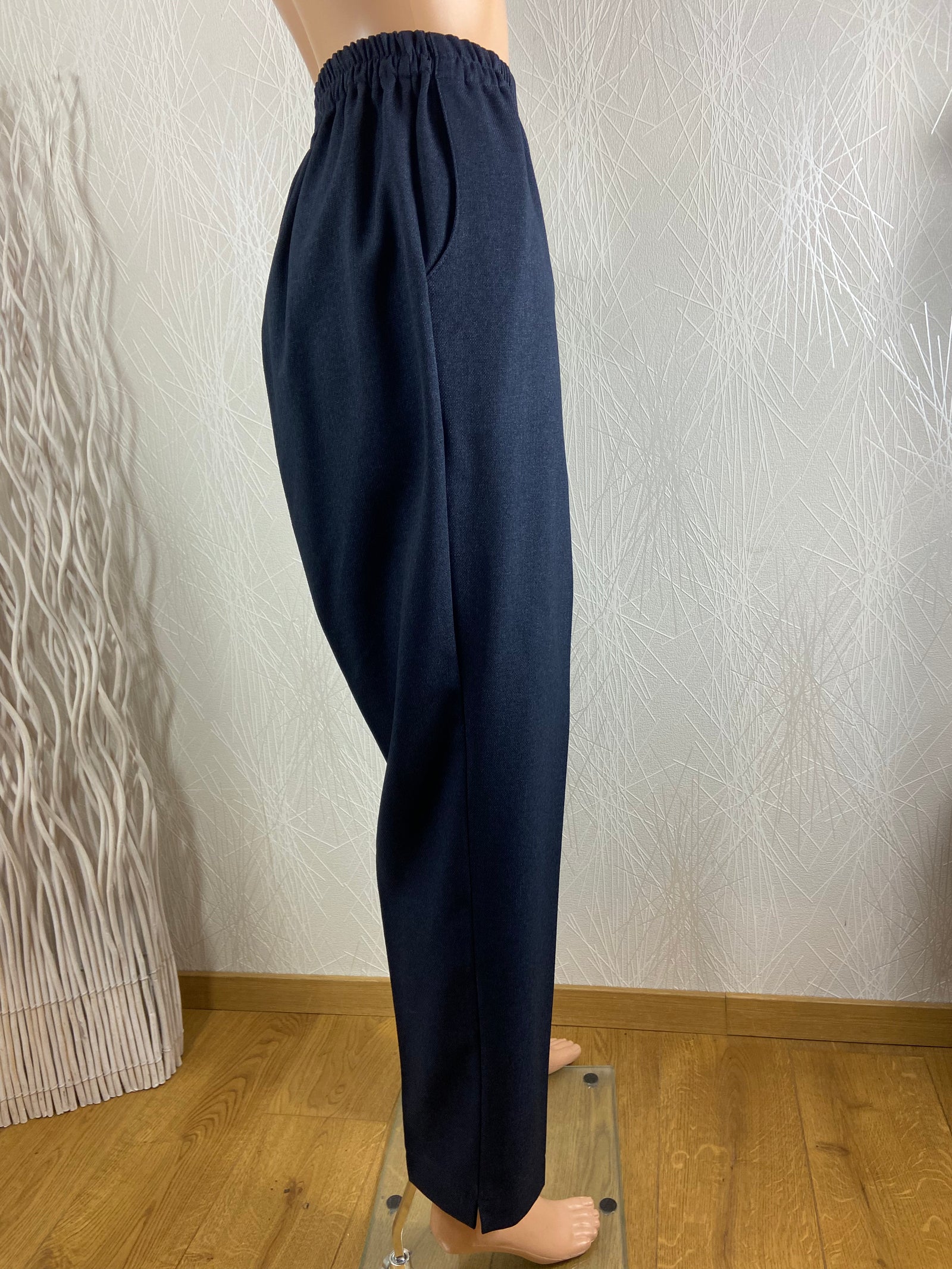 Pantalon style habillé confortable taille haute élastique fabrication française Gévana