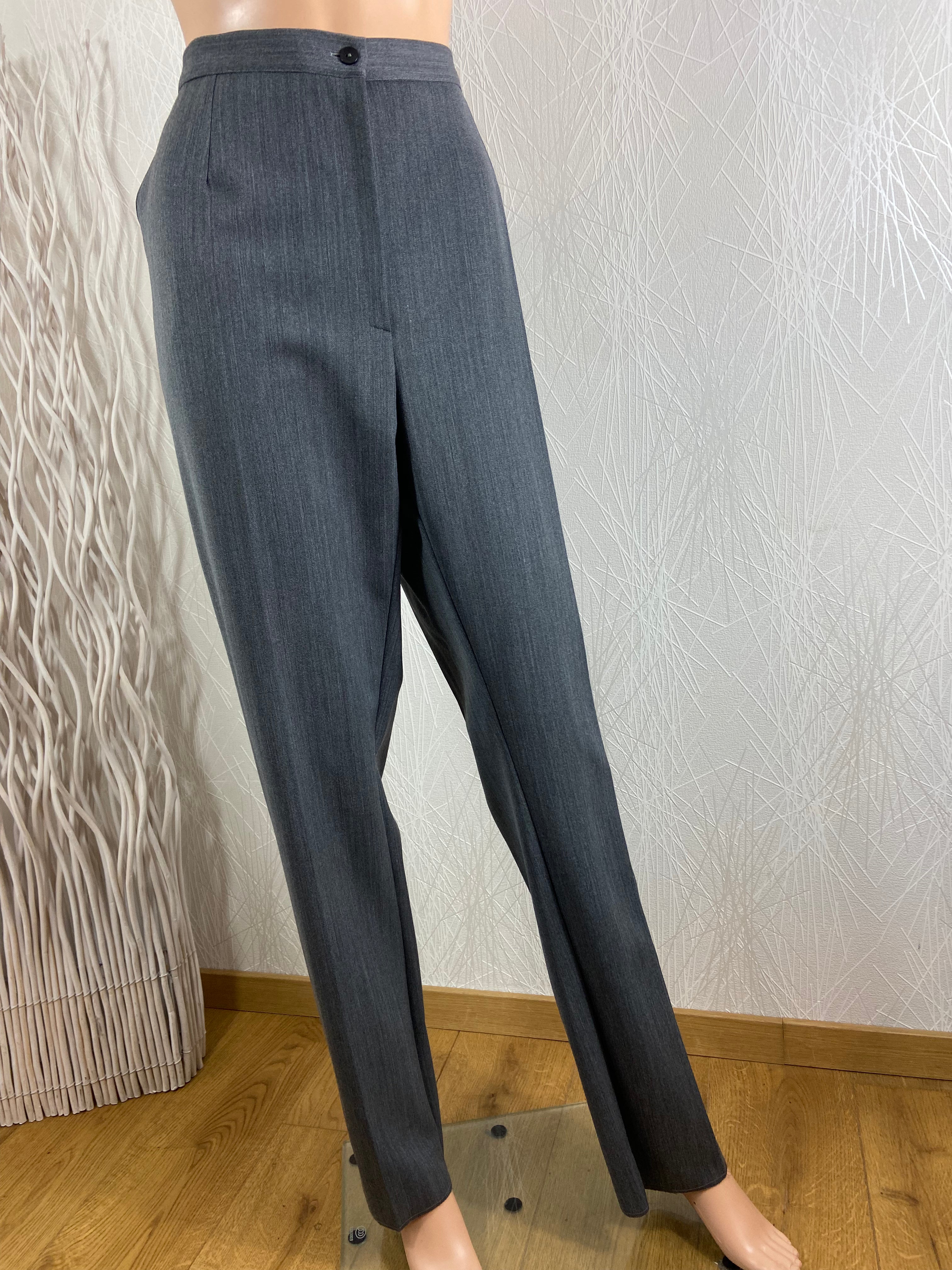 Pantalon habillé gris chaud avec laine taille haute élastique Gévana