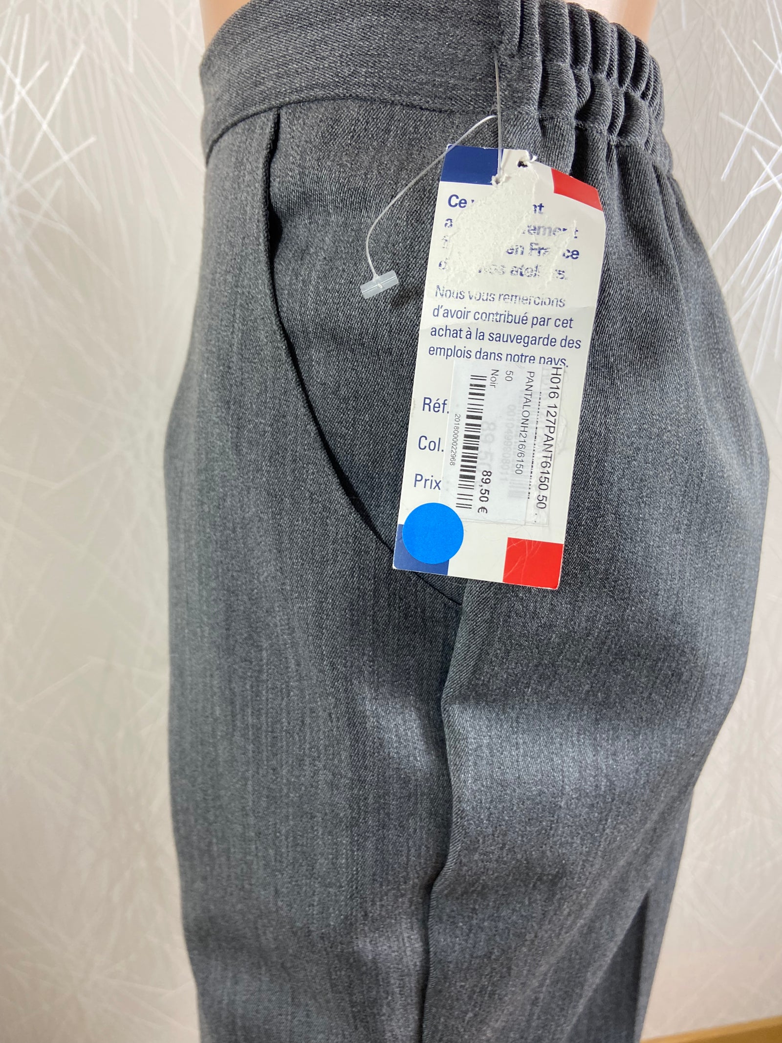 Pantalon habillé gris chaud avec laine taille haute élastique Gévana