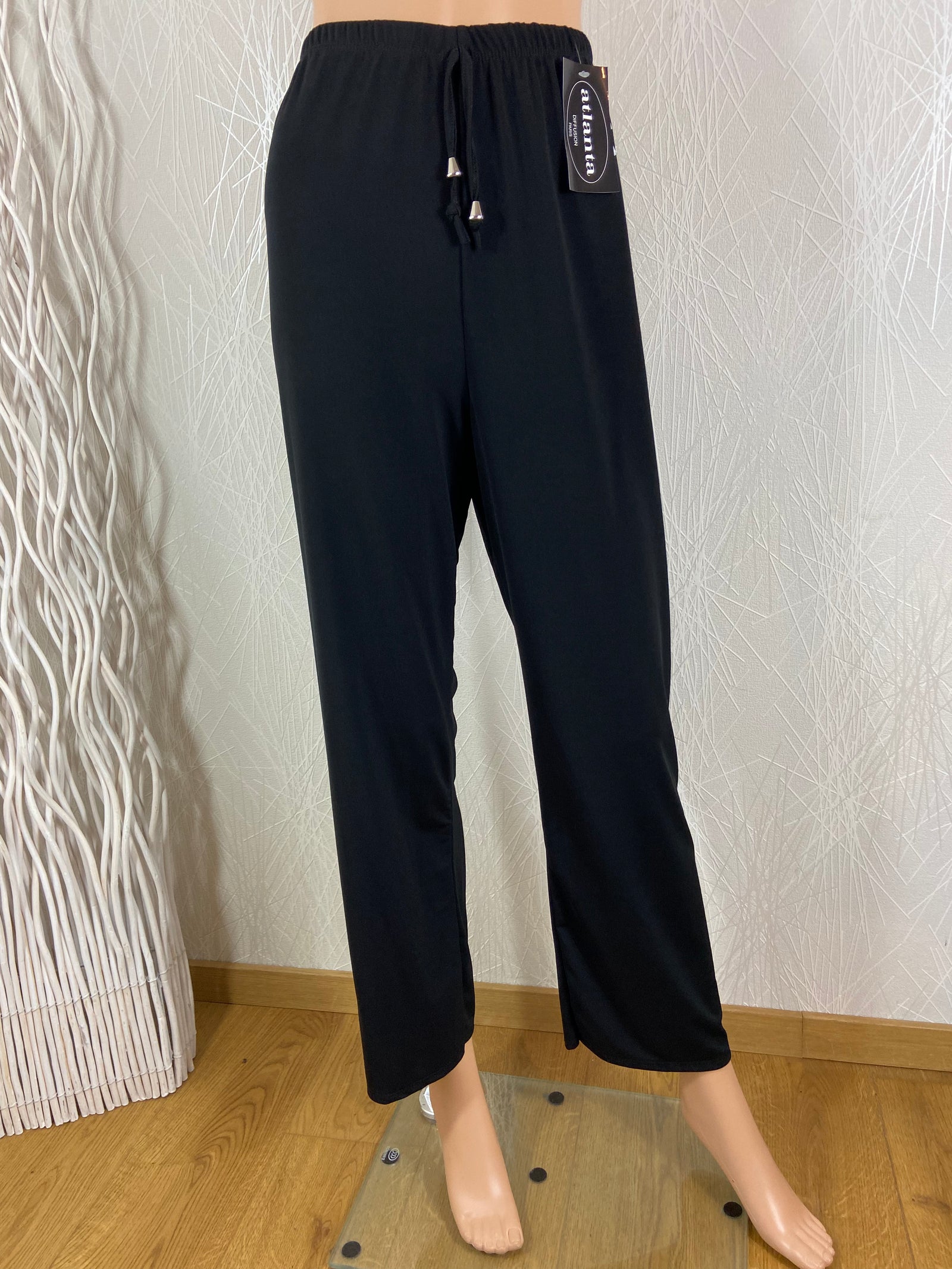 Pantalon fluide femme taille haute élastique flot décoratif Atlanta