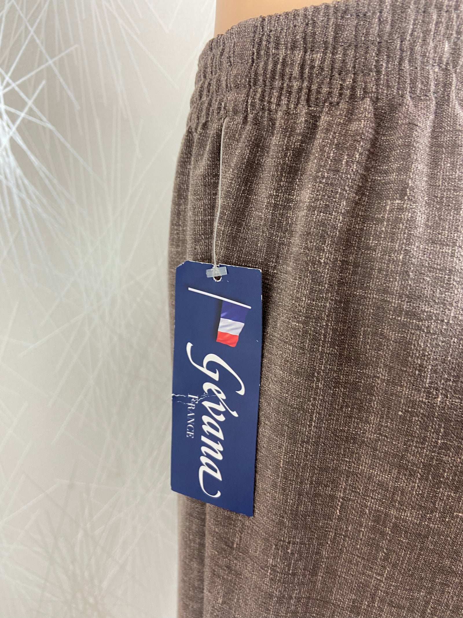 Pantalon habillé beige moucheté taille haute élastique fabrication française Gévana