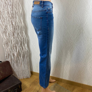 Jeans taille haute bleu jambes évasées modèle Ihcarlis Ichi