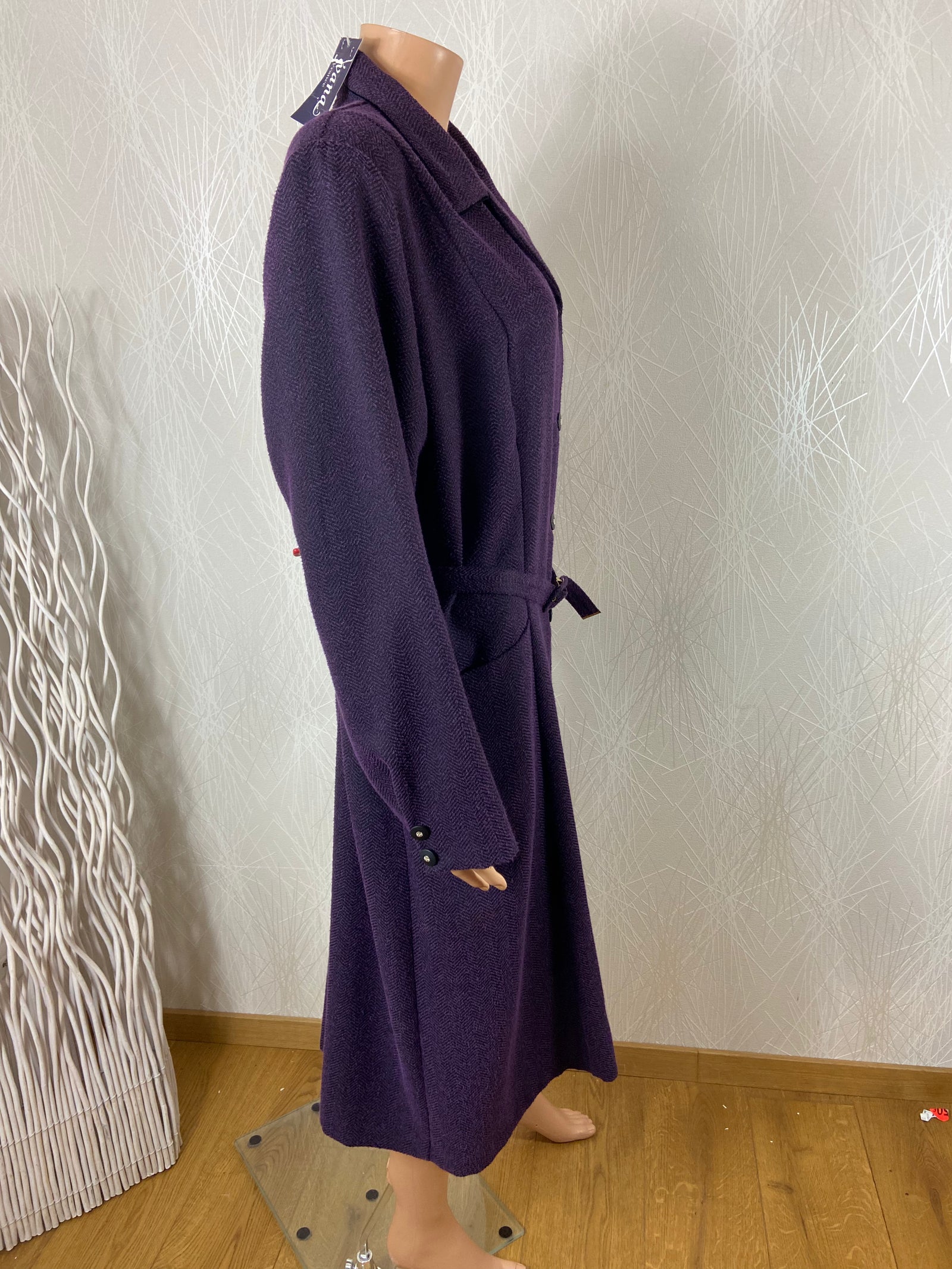 Robe midi hiver ton violet prune manches longues Gévana