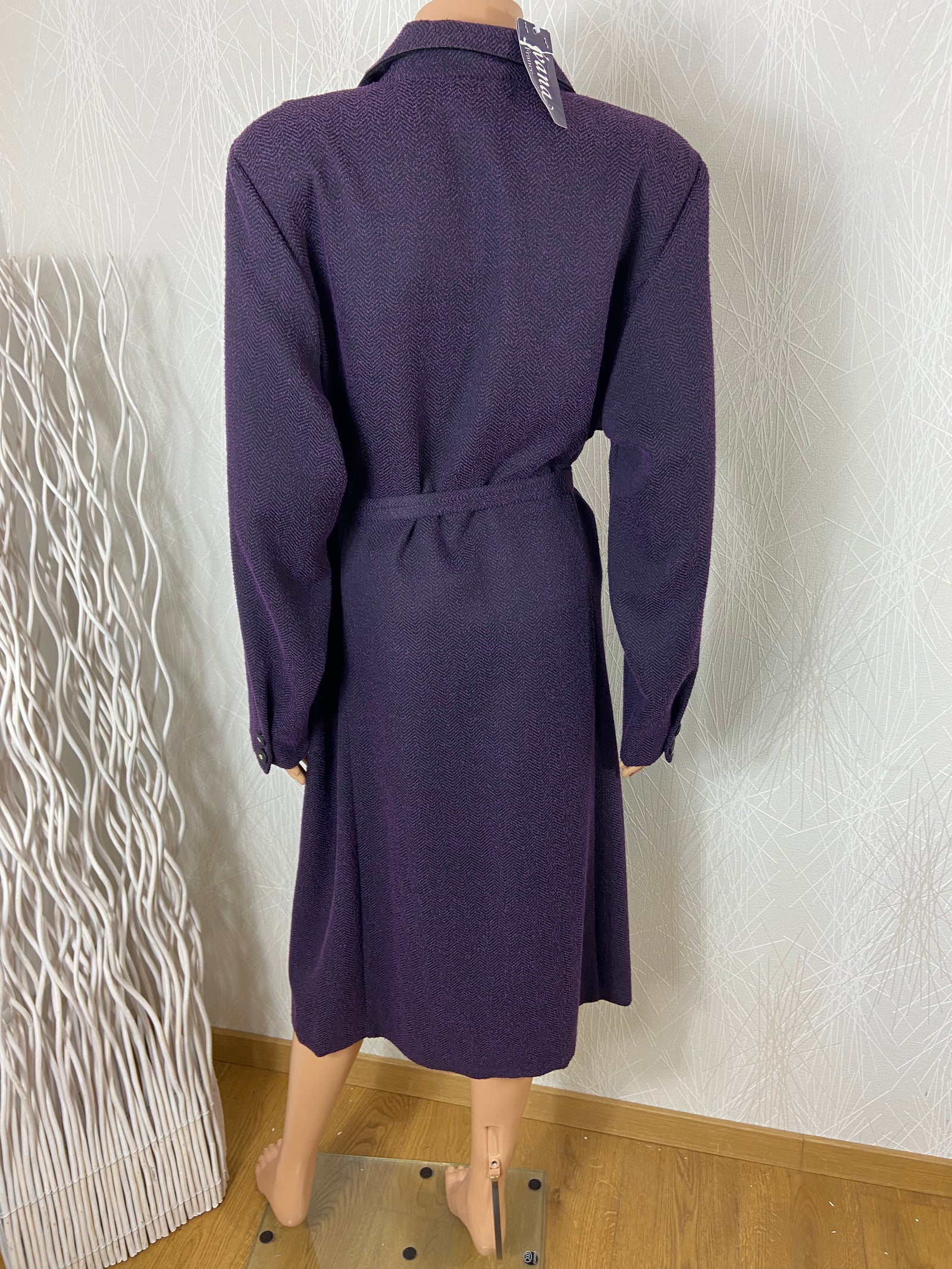 Robe midi hiver ton violet prune manches longues Gévana