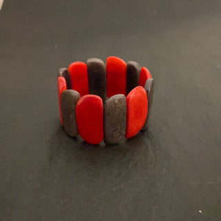 Bracelet en matière naturelle gris et rouge Tagua & Co