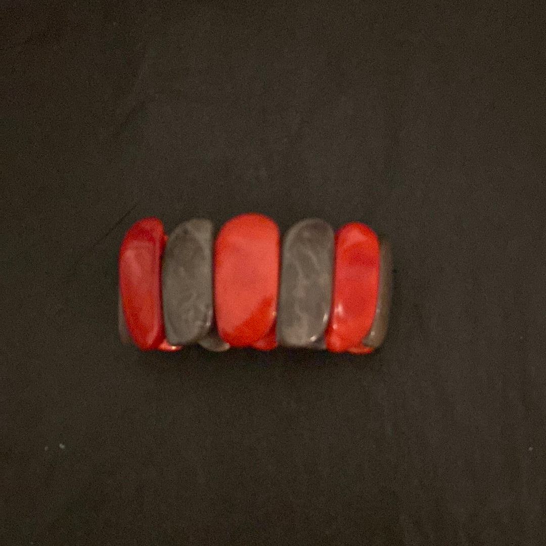 Bracelet en matière naturelle gris et rouge Tagua & Co