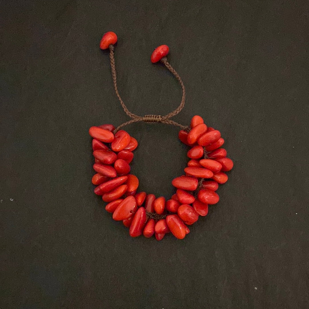 Bracelet en matière naturelle rouge Tagua & Co