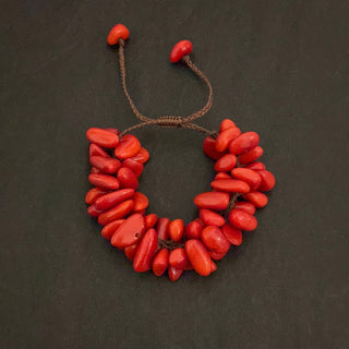 Bracelet en ivoire végétal rouge Tagua & Co