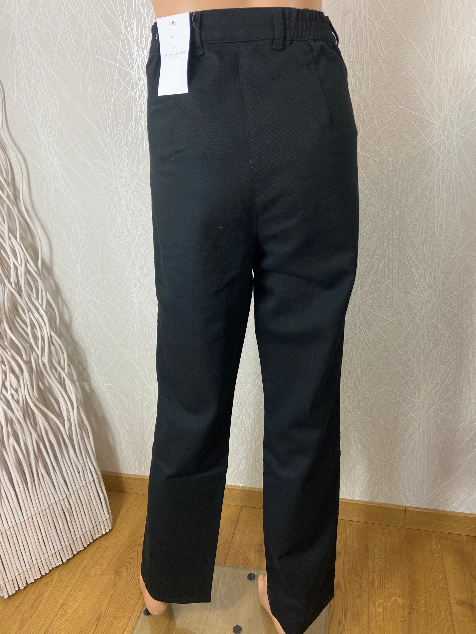 Pantalon coton noir taille haute  élastique Ulla Popken