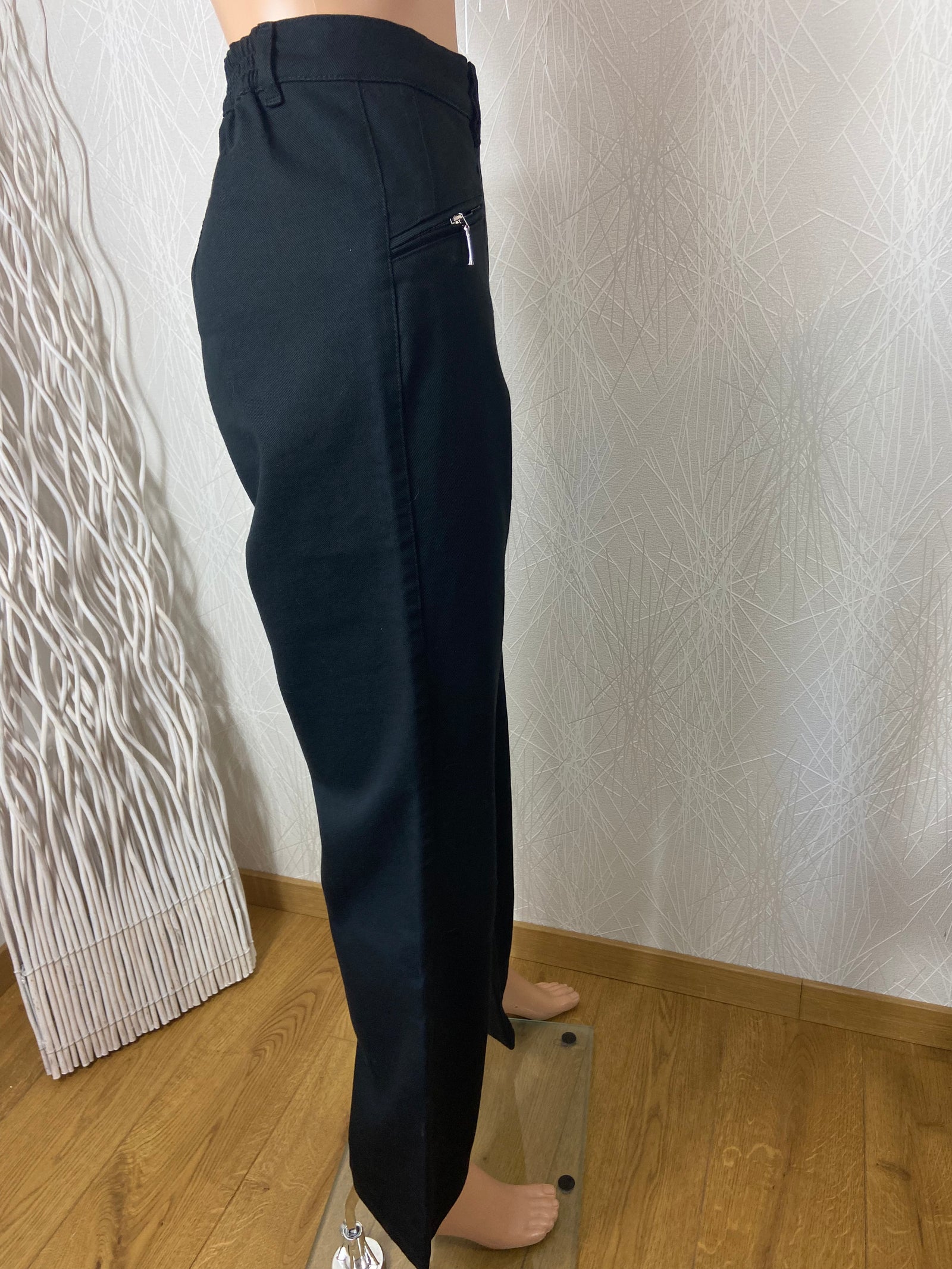 Pantalon coton noir taille haute  élastique Ulla Popken