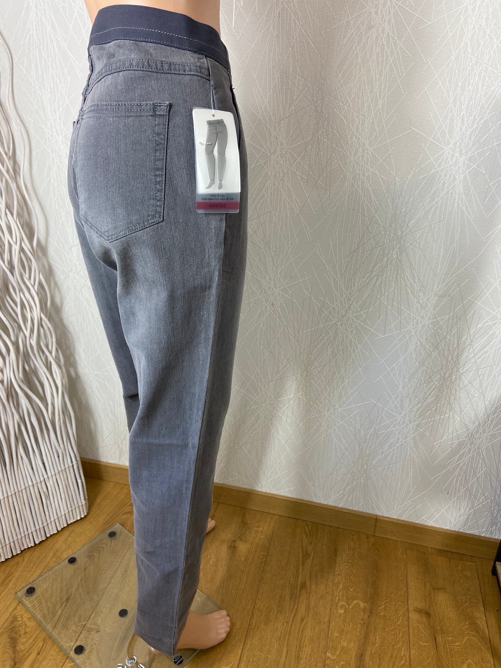 Pantalon gris taille haute élastique coupe slim Ulla Popken