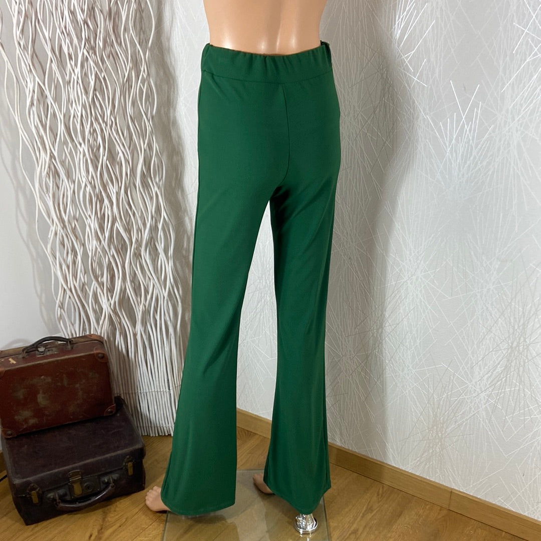 Pantalon fluide femme taille haute élastique coupe flare