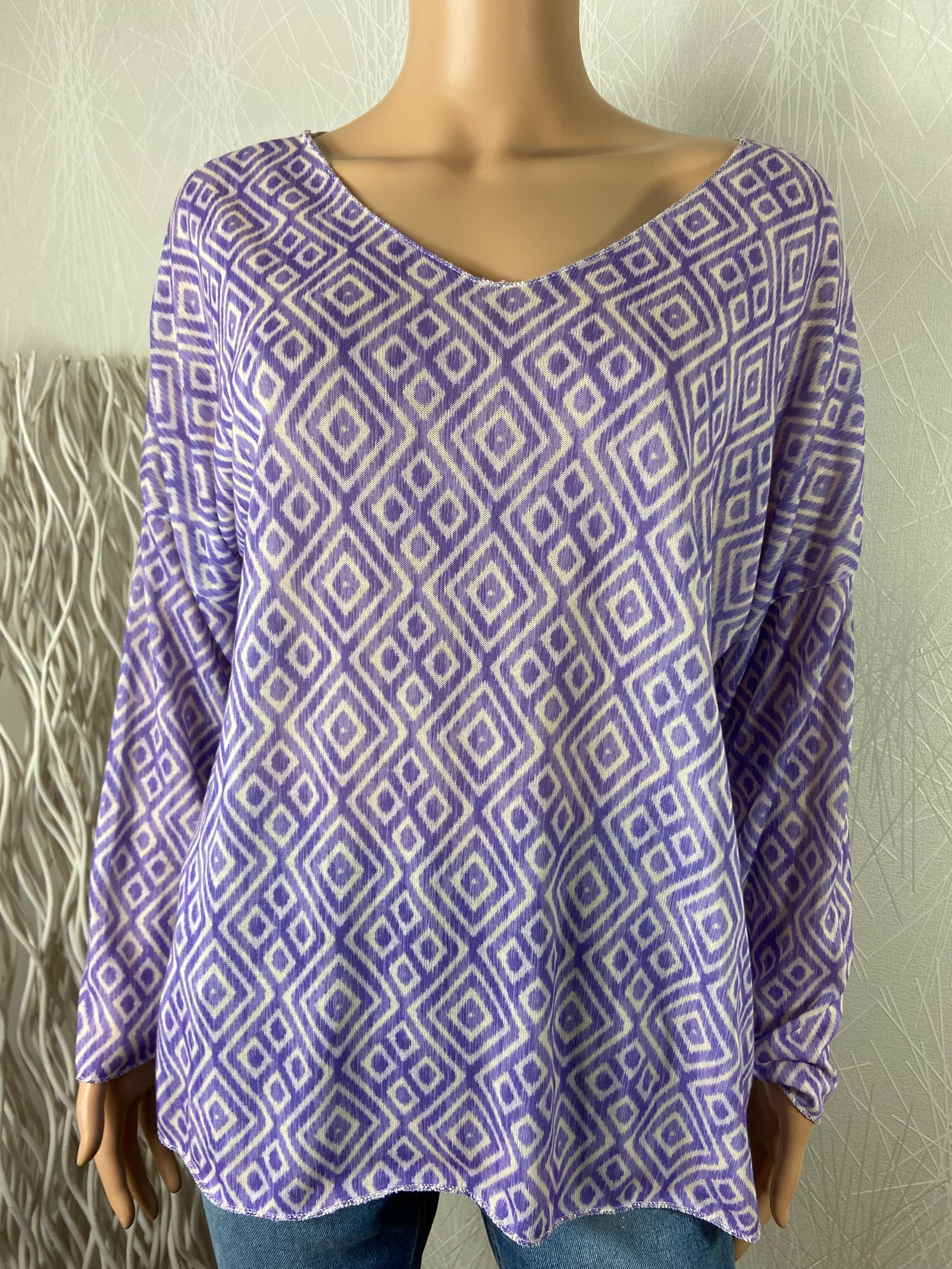 T-shirt violet coupe droite manches longues tissu jersey New Collection