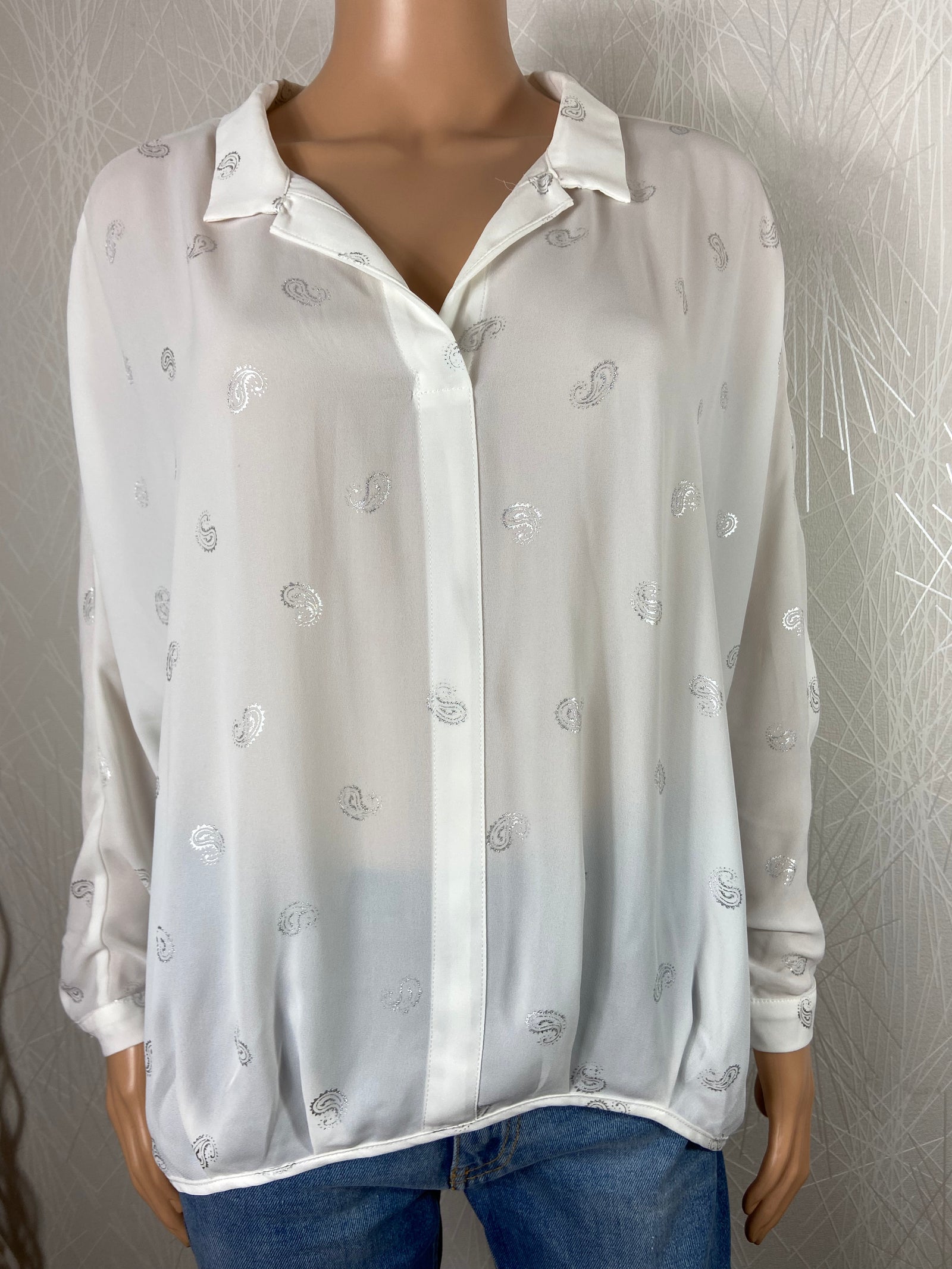 Blouse blanche manches longues coupe ample fluide Deeluxe