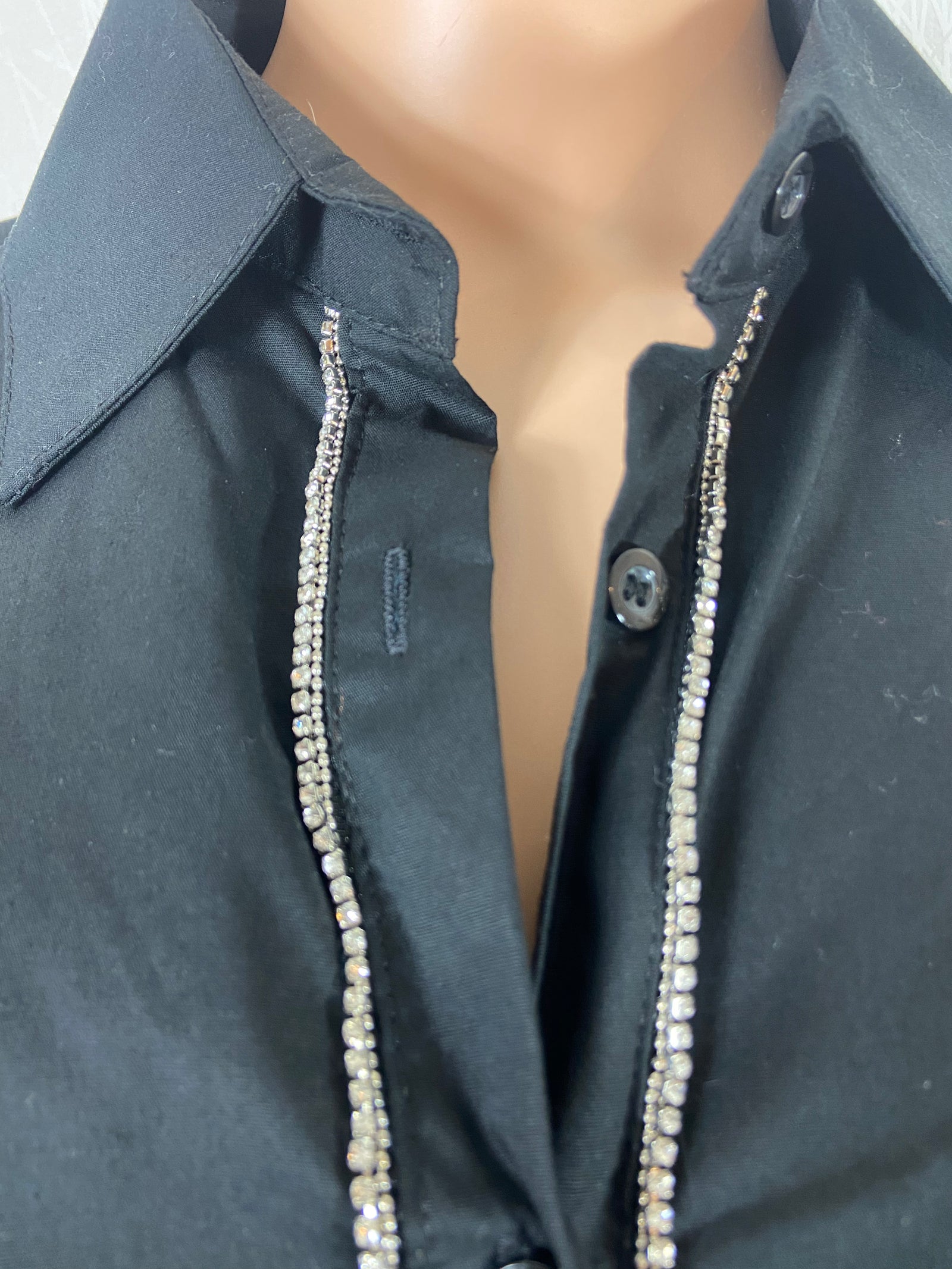 Chemisier noir avec strass coupe droite Zeta Otto - Taille Unique