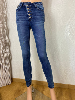Jean boutonne taille haute coupe slim Denim Life Offre Unique