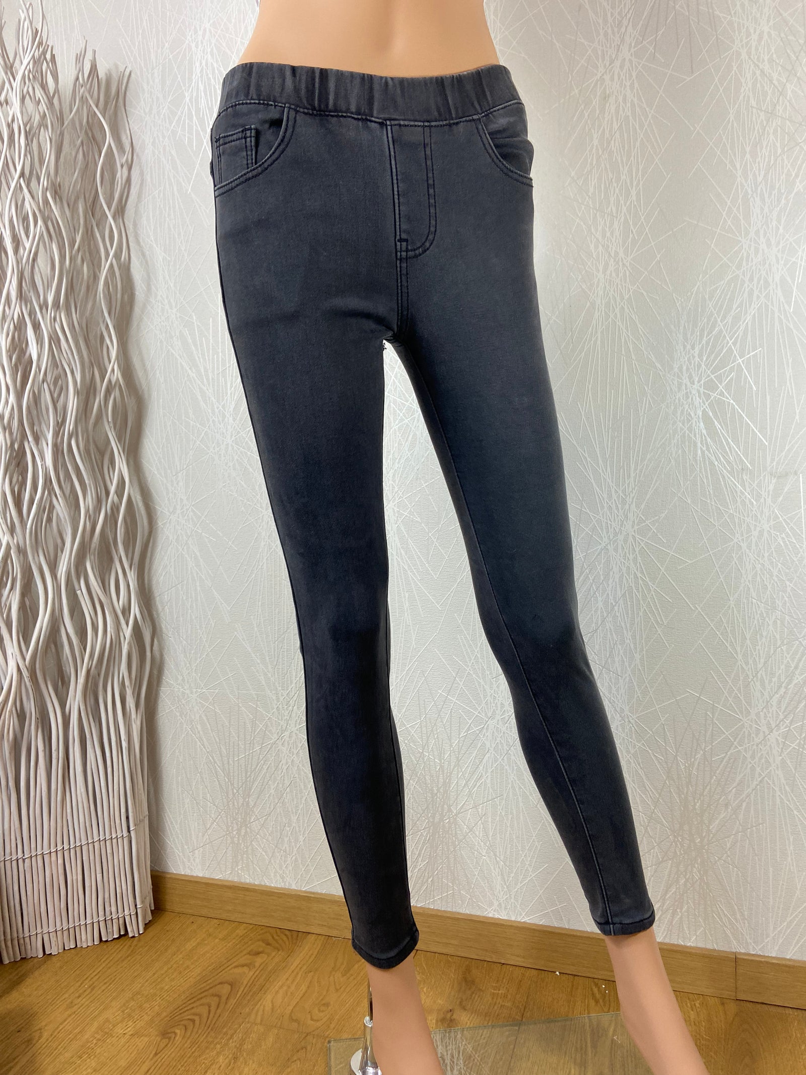 Jean slim gris taille moyenne skinny leg taille elastique Re&X