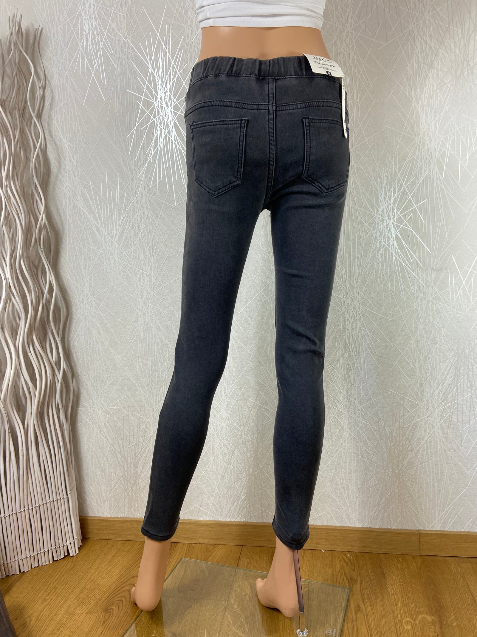 Jean slim gris taille moyenne skinny leg taille elastique Re&X