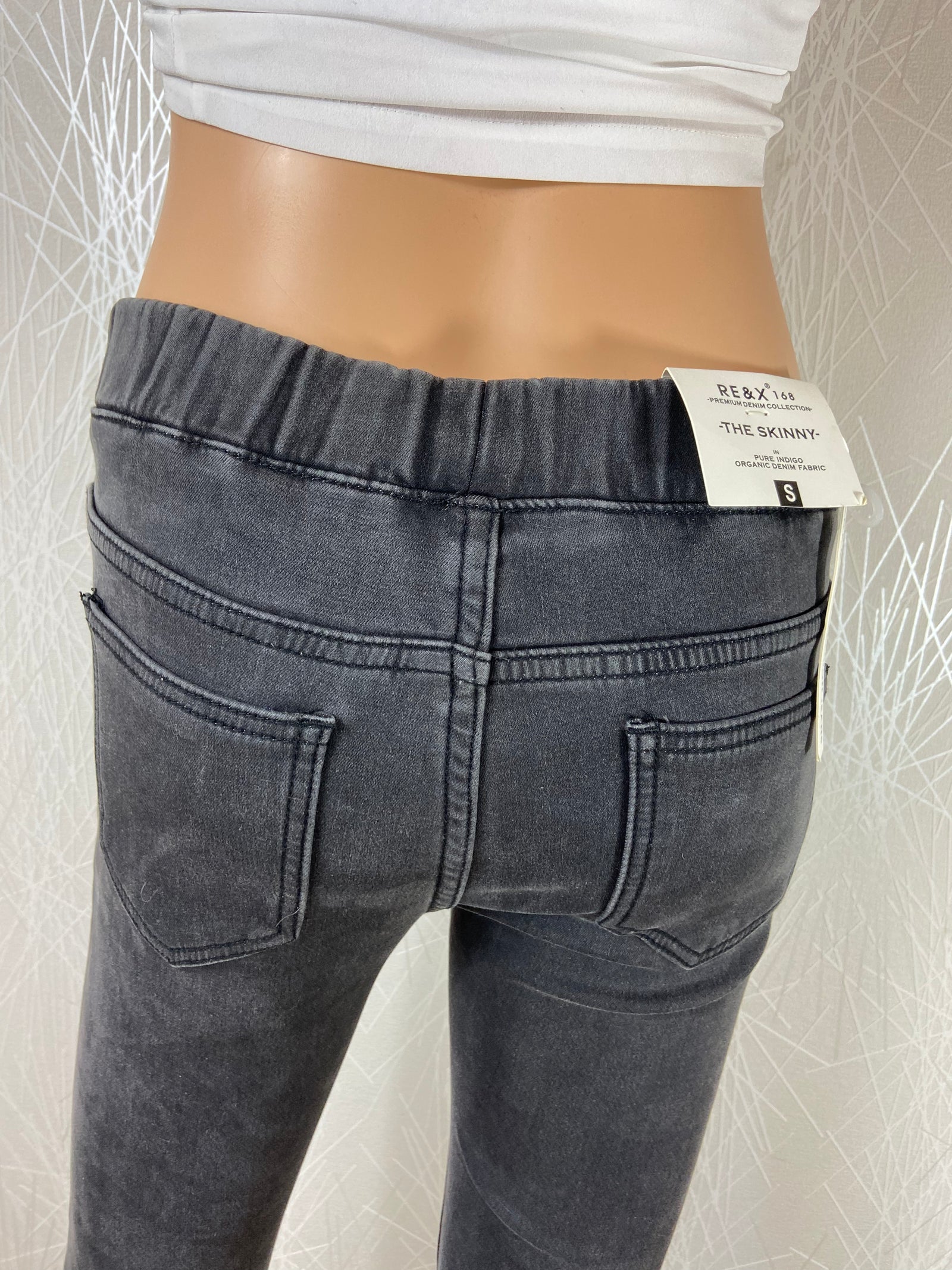 Jean slim gris taille moyenne skinny leg taille elastique Re&X