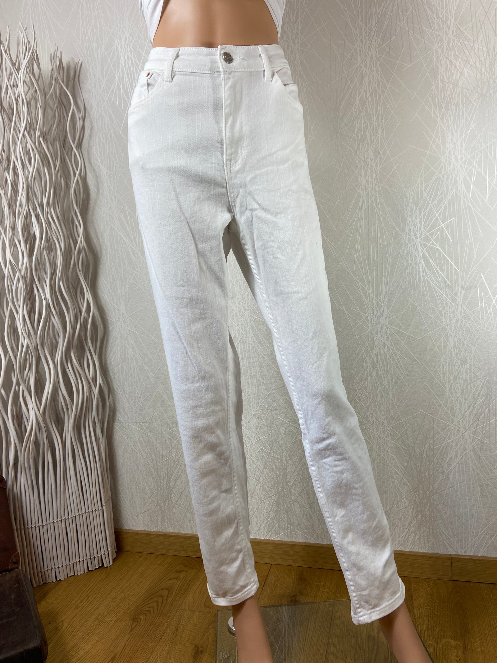 Jean blanc taille haute coupe slim coton stretch Onado