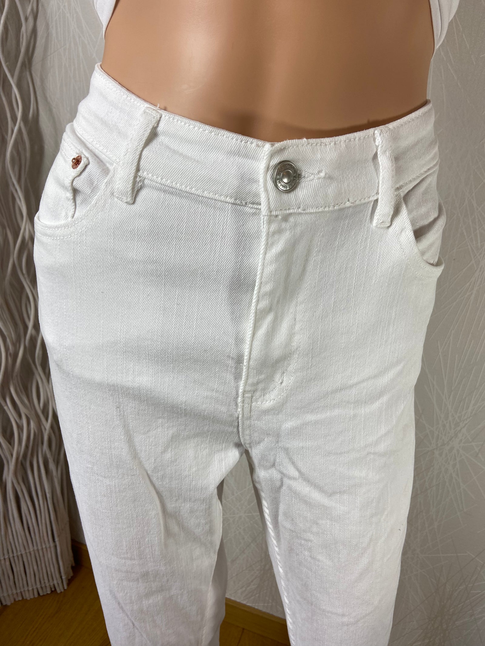 Jean blanc taille haute coupe slim coton stretch Onado