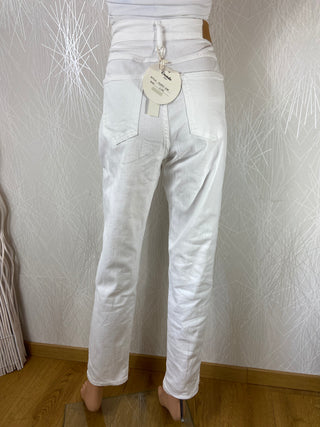 Jean blanc taille haute coupe slim coton stretch Onado