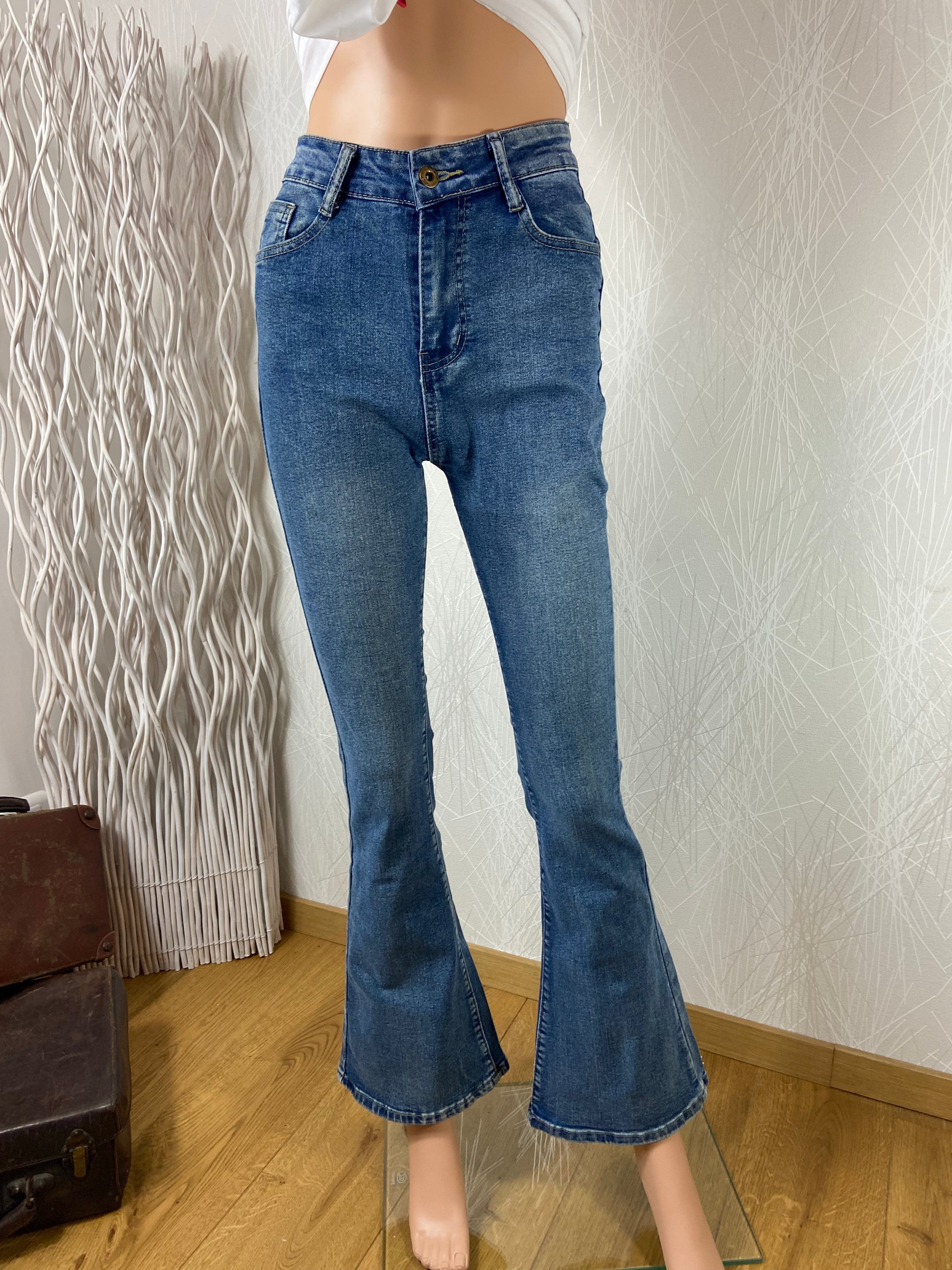 Jean taille haute coupe bootcut denim 100% coton Dorado - Offre-Unique