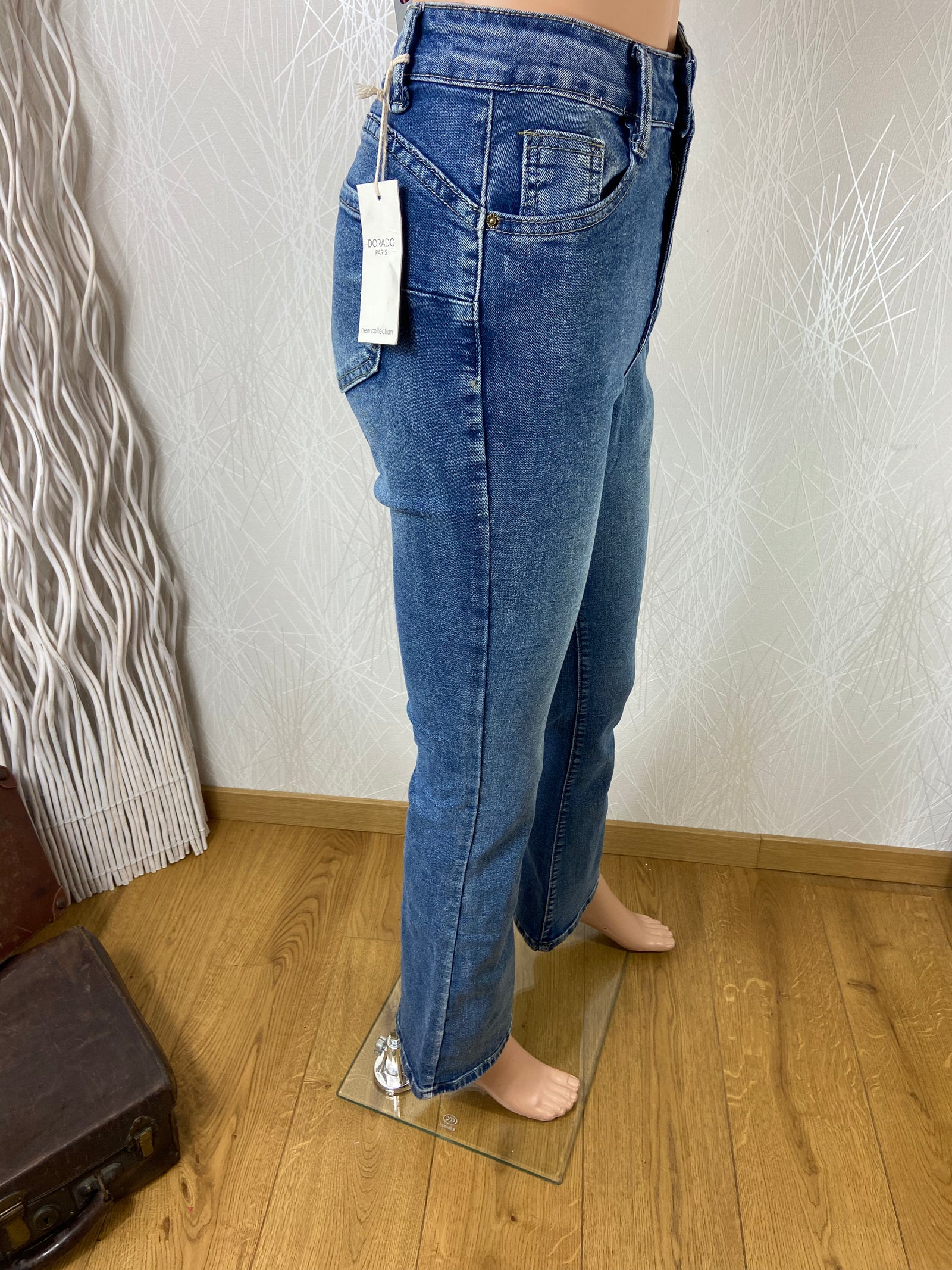 Jean taille haute coupe bootcut denim 100% coton Dorado - Offre-Unique