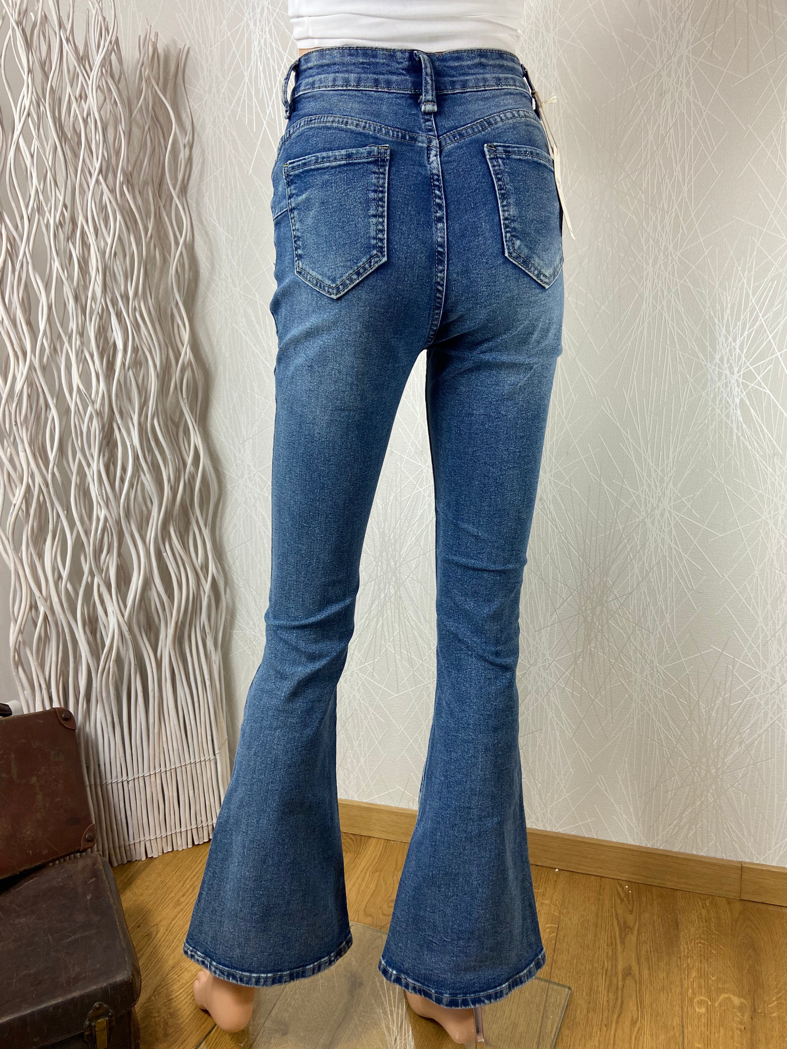 Jean taille haute coupe bootcut denim 100% coton Dorado - Offre-Unique