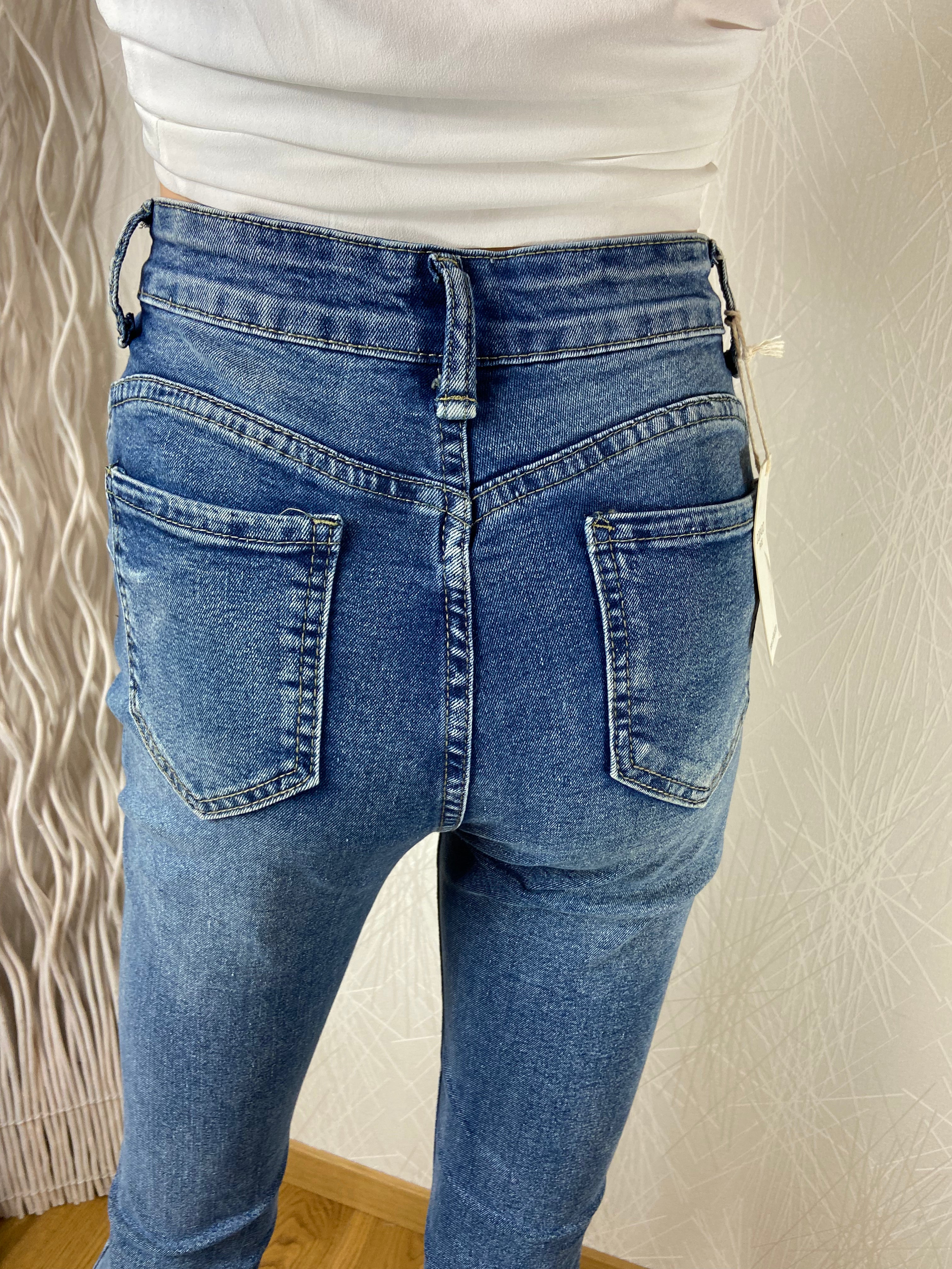 Jean taille haute coupe bootcut denim 100% coton Dorado - Offre-Unique