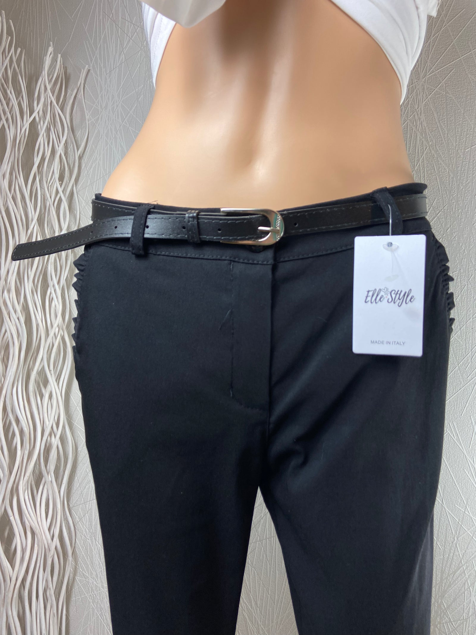 Pantalon habillé noir taille basse coupe droite Elle Style - Offre-Unique