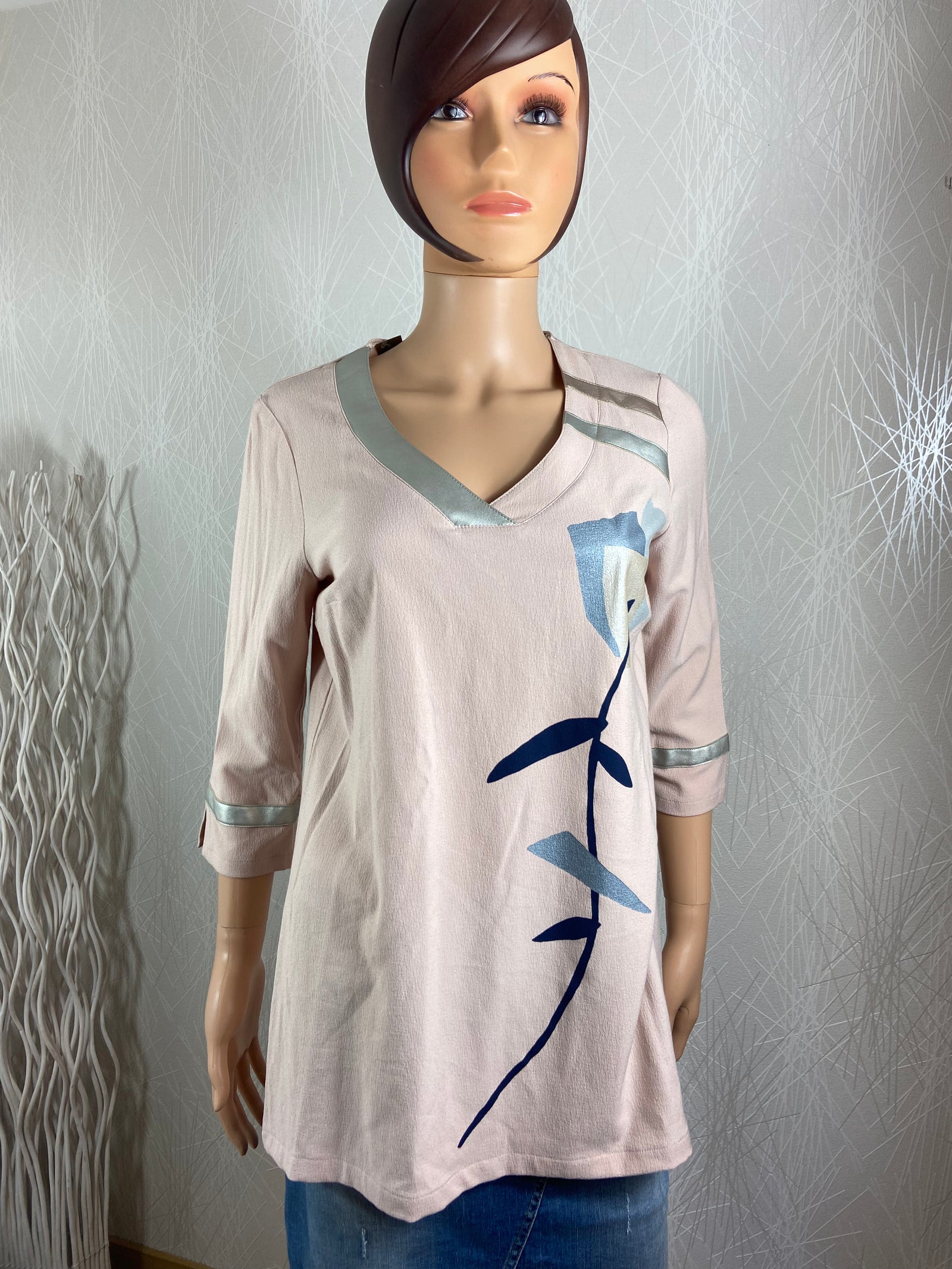 Blouse rose manches 3/4 tissu crepe col V Mado et les Autres