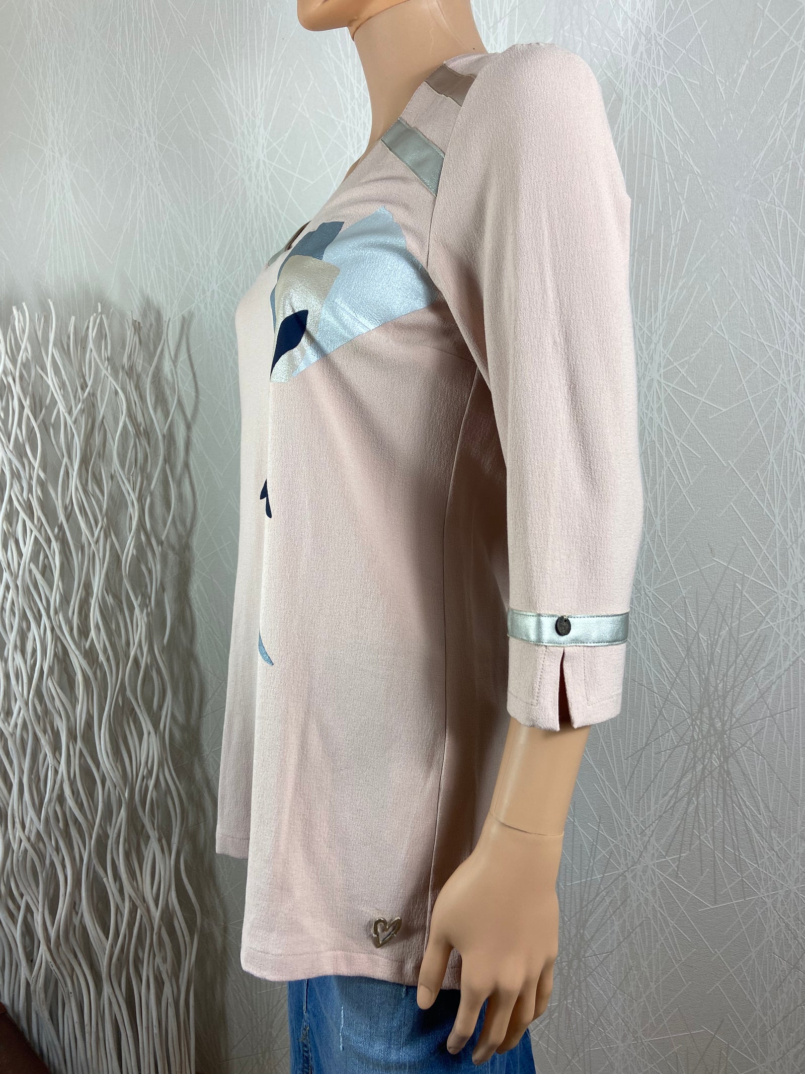 Blouse rose manches 3/4 tissu crepe col V Mado et les Autres