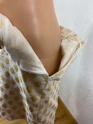 Jupe doublée courte blanche et motifs fleurs dorée Majolica