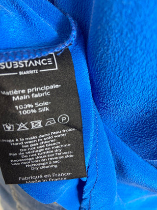 Débardeur bleu en soie naturelle fabriqué en France Substance