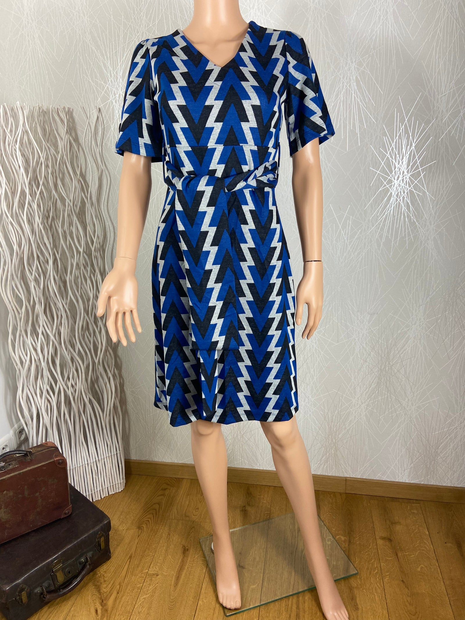 Robe bleue vintage 70's manches courtes Who’s That Girl