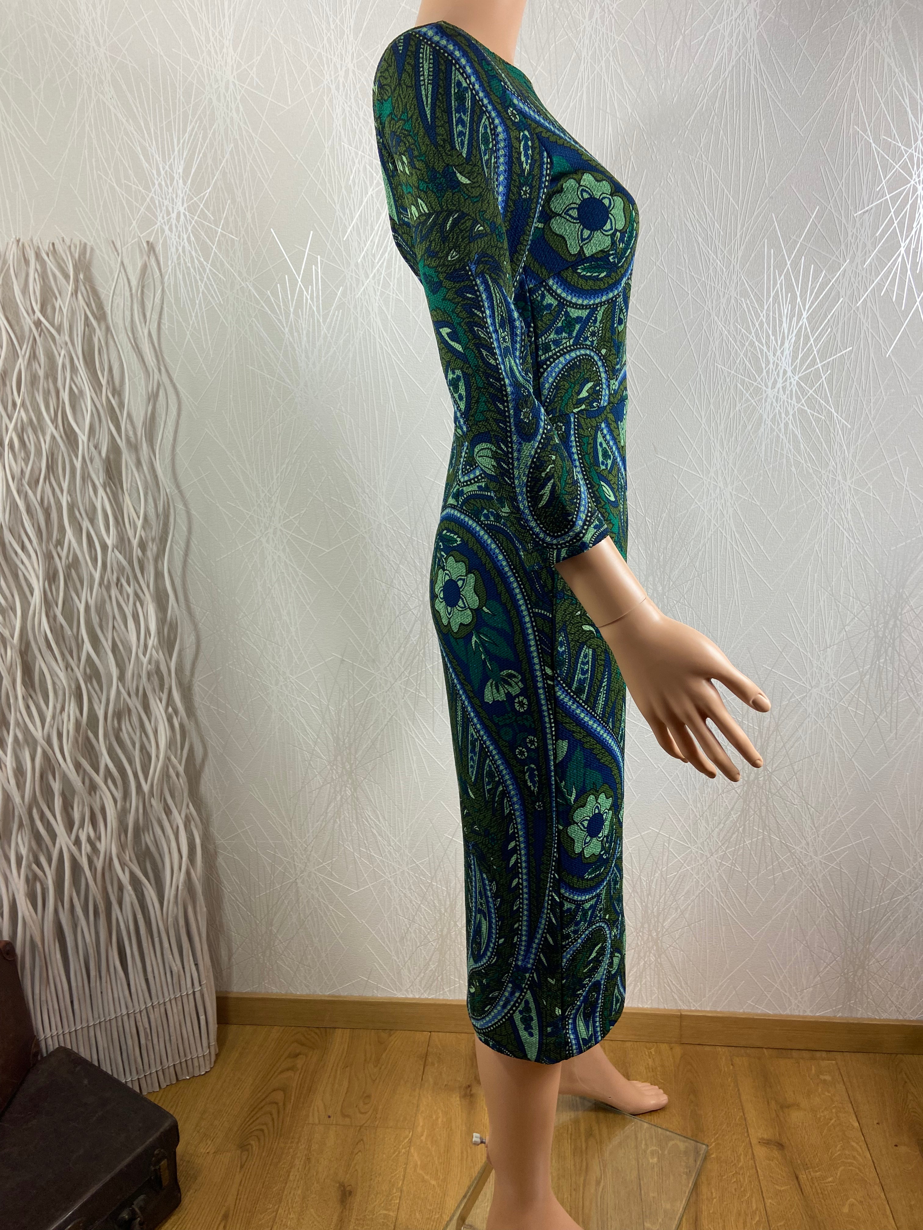 Robe verte midi vintage 70's Gwenn Dress Teardrop Olive Green de King Louie - Offre-Unique