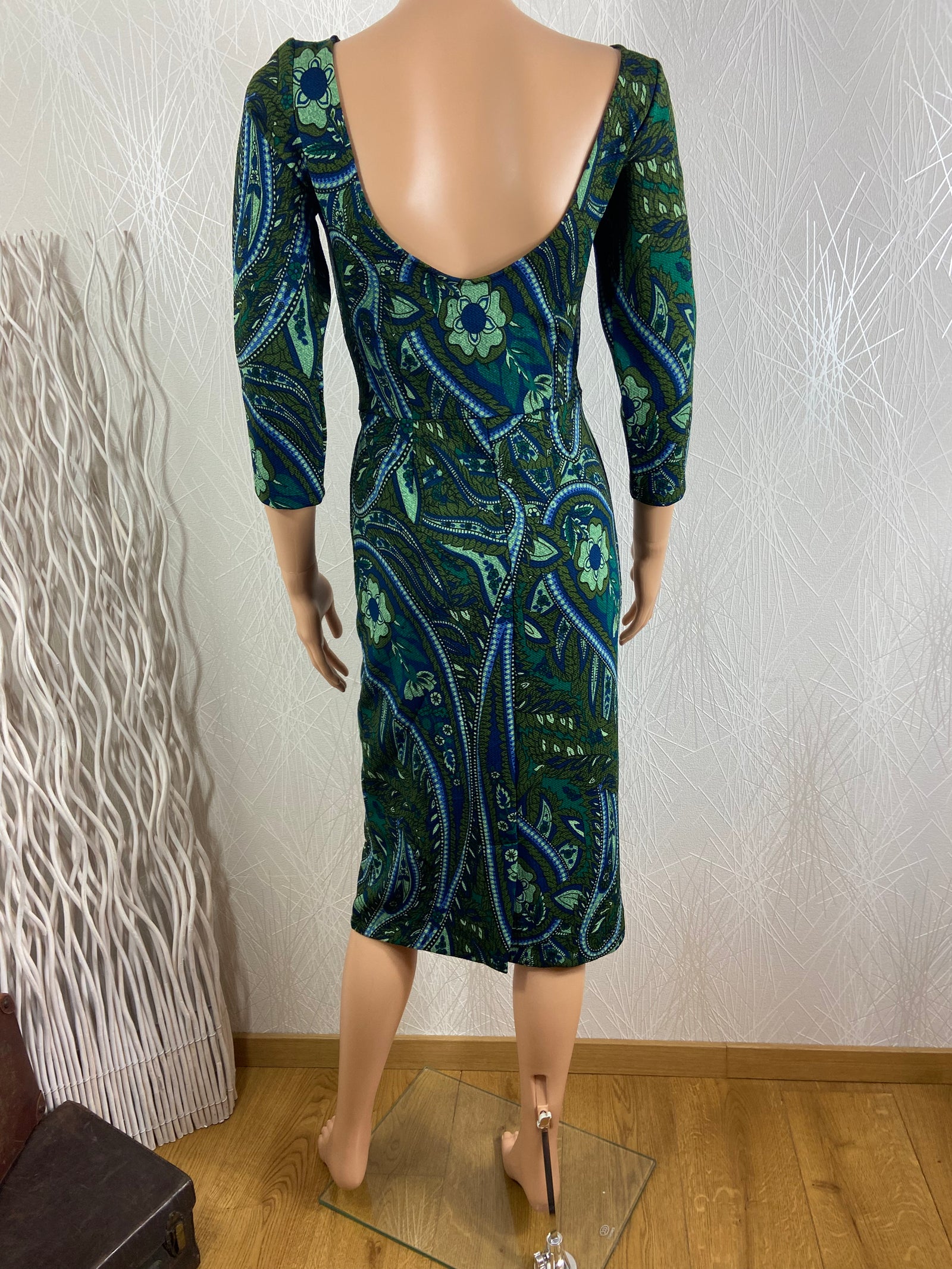 Robe verte midi vintage 70's Gwenn Dress Teardrop Olive Green de King Louie - Offre-Unique