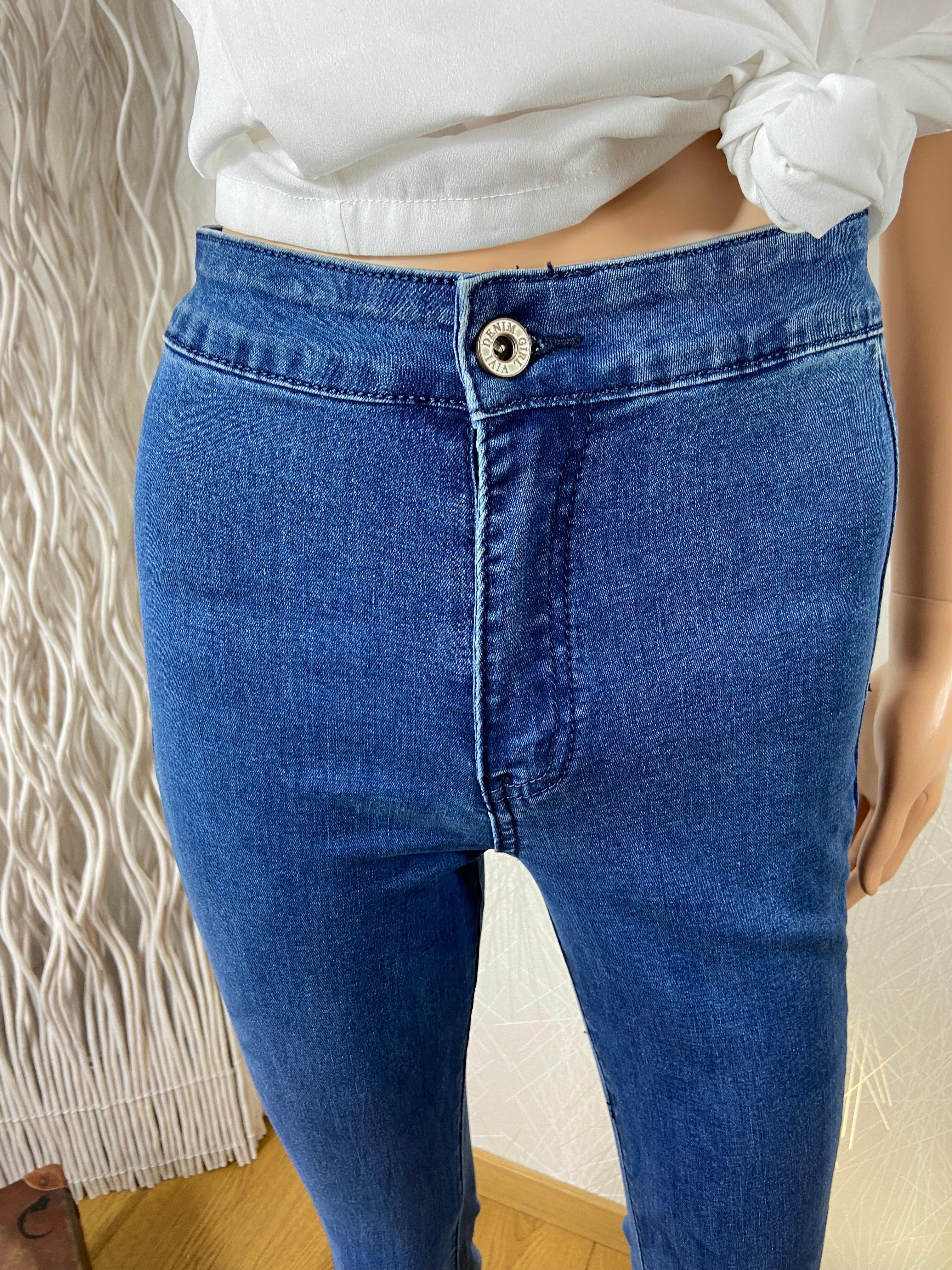 Jeans denim taille haute jambes large Girl Vivi - Offre-Unique