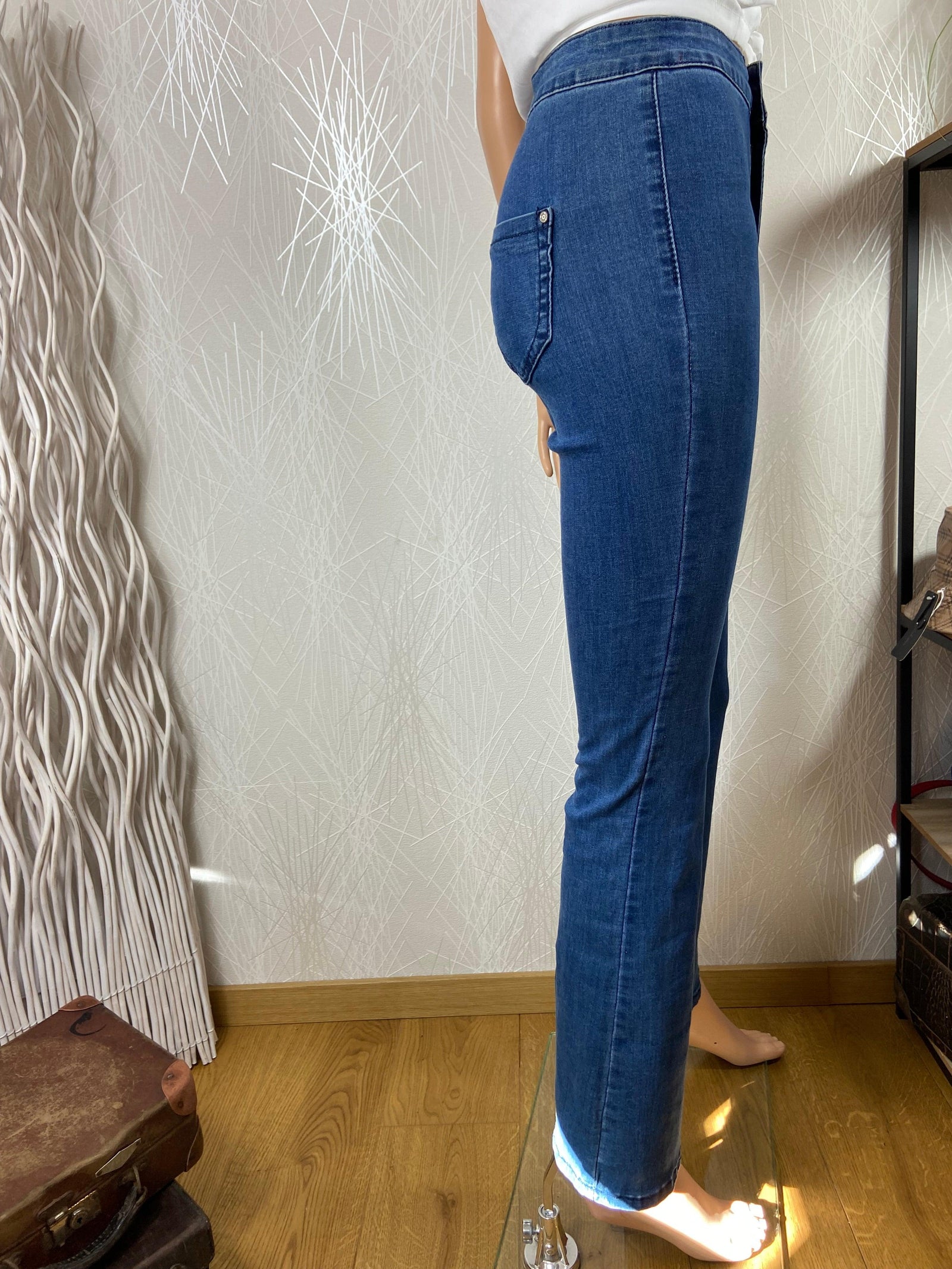Jeans denim taille haute jambes large Girl Vivi - Offre-Unique