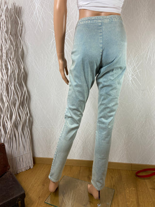 Pantalon coupe slim denim stretch bleu clair délavé ICHI