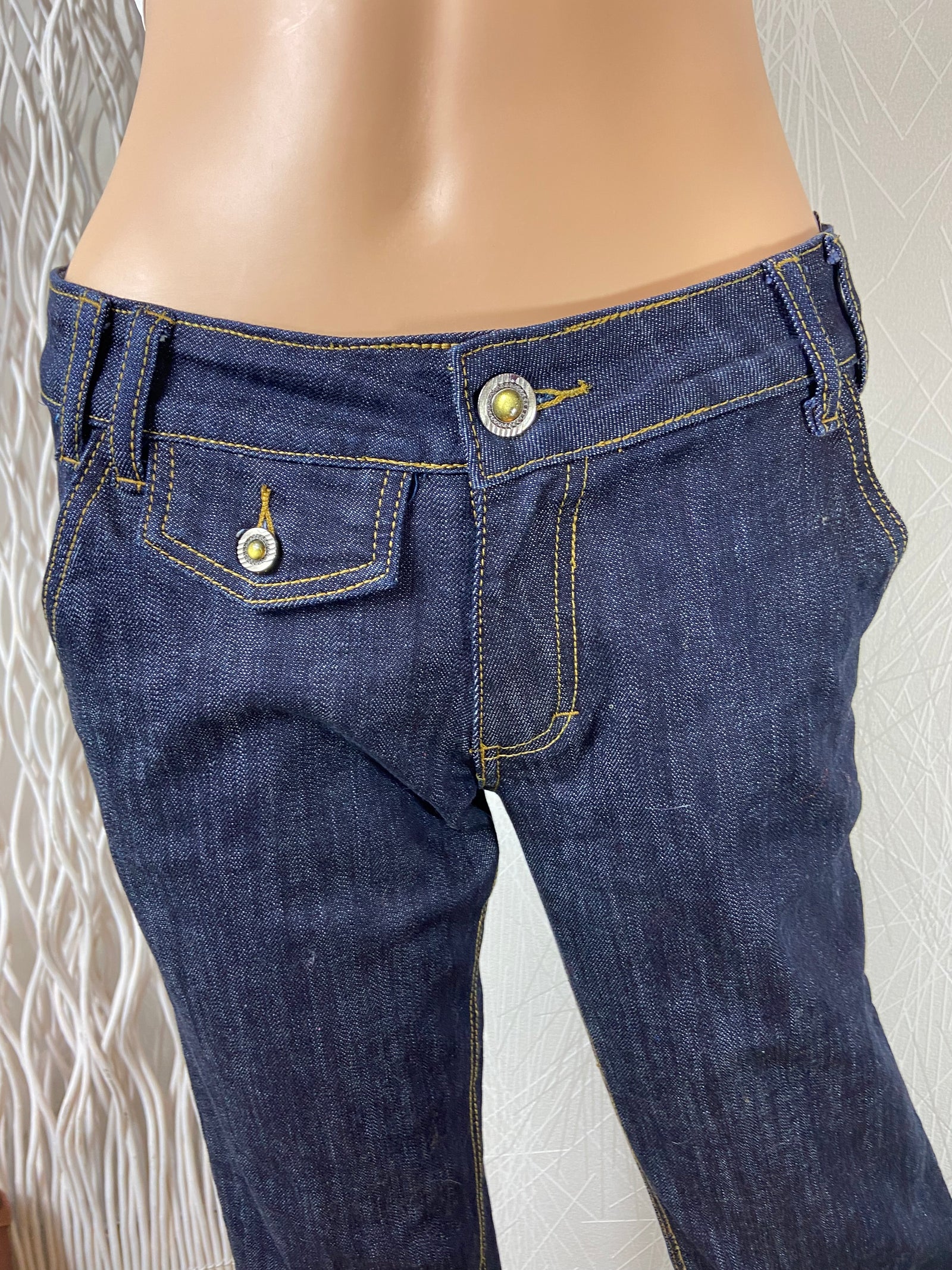 Jeans denim brut stretch taille basse jambes larges Celina