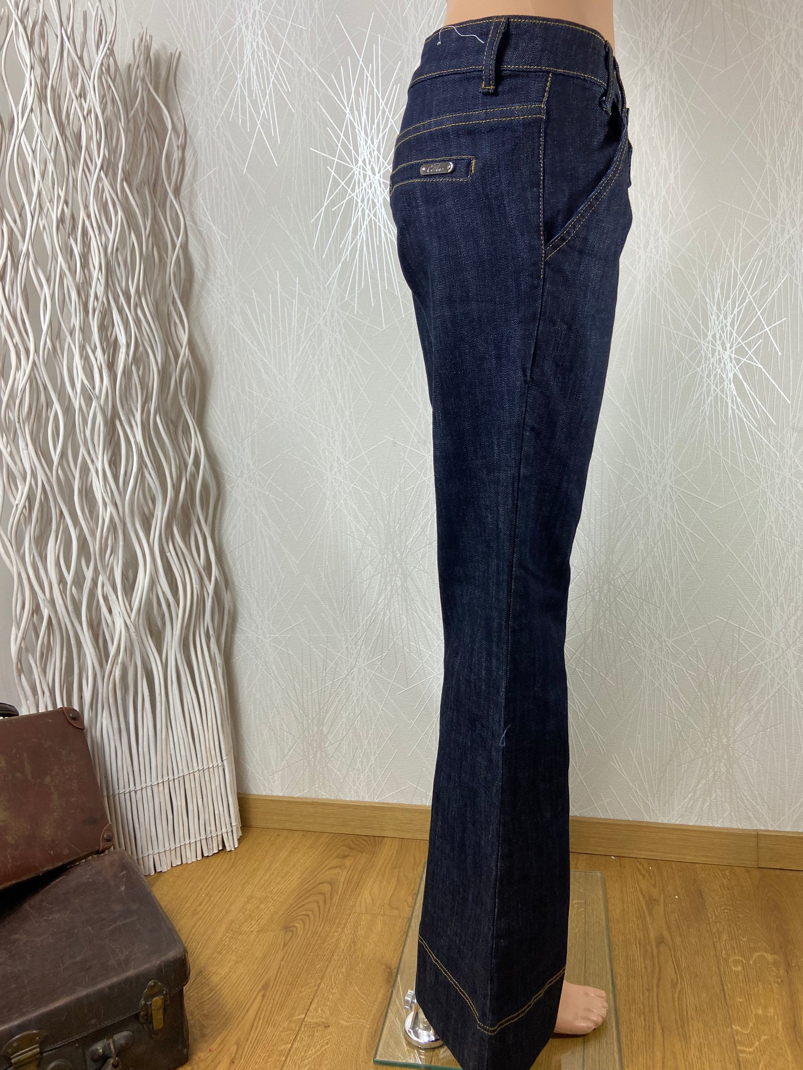 Jeans denim brut stretch taille basse jambes larges Celina