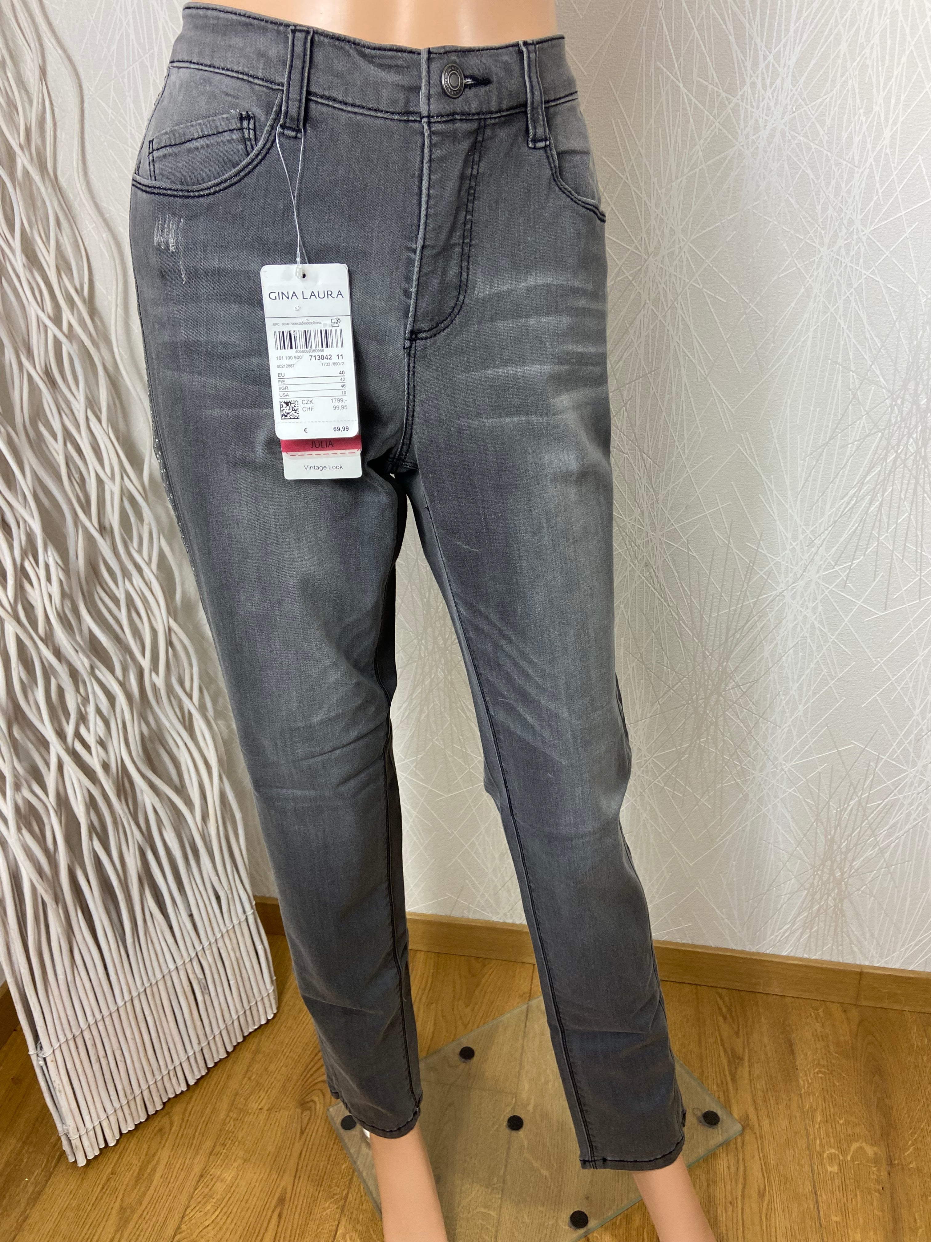 Jean gris délavé femme slim Gina Laura