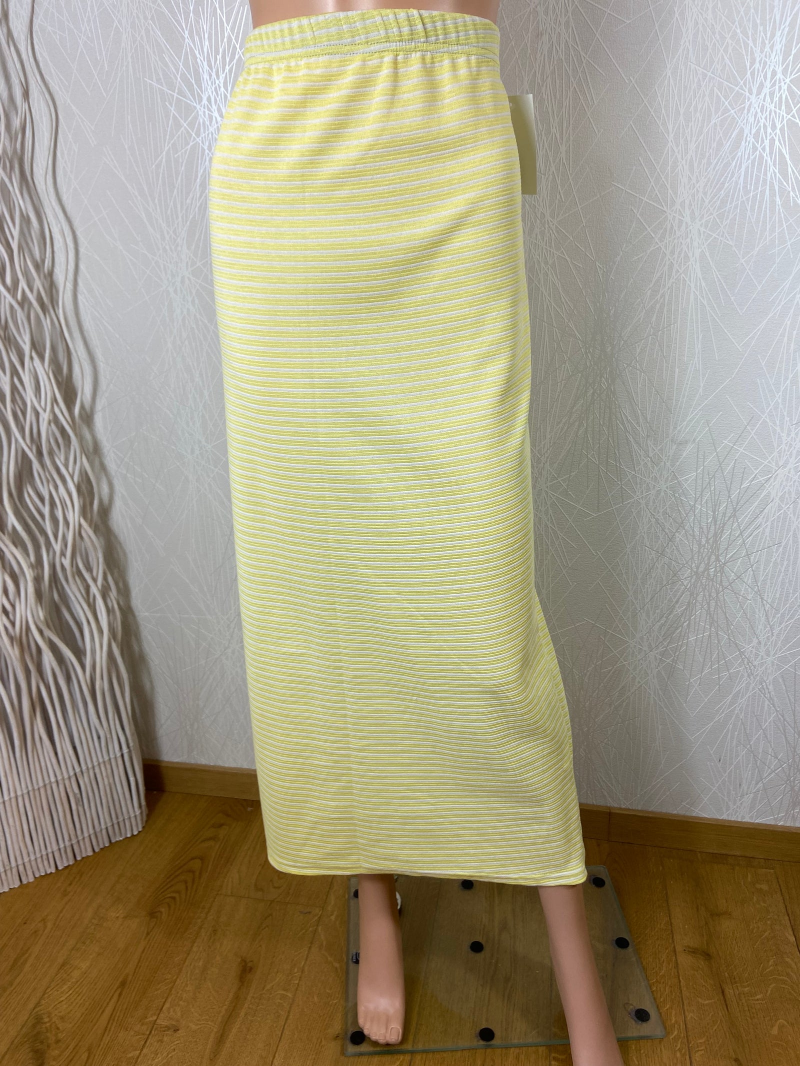 Jupe longue rayée jaune et blanc taille elastique Edmond Boublil