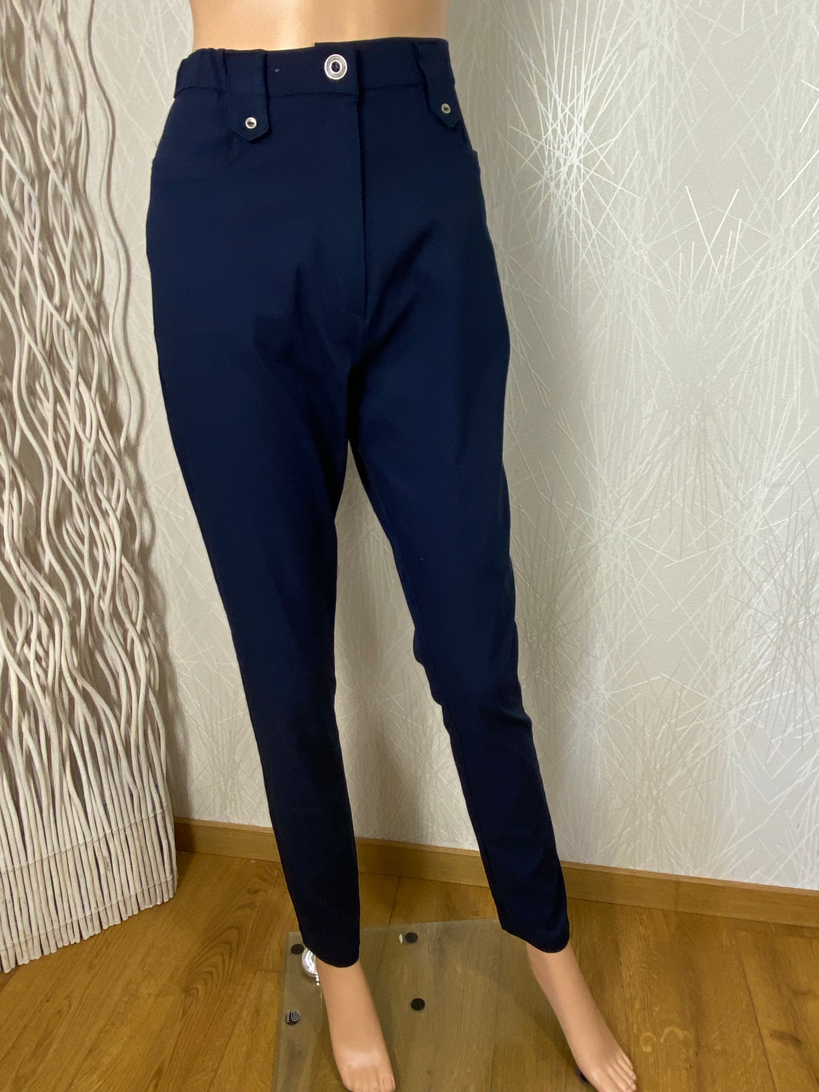 Pantalon bleu stretch près du corps Edmond Boublil